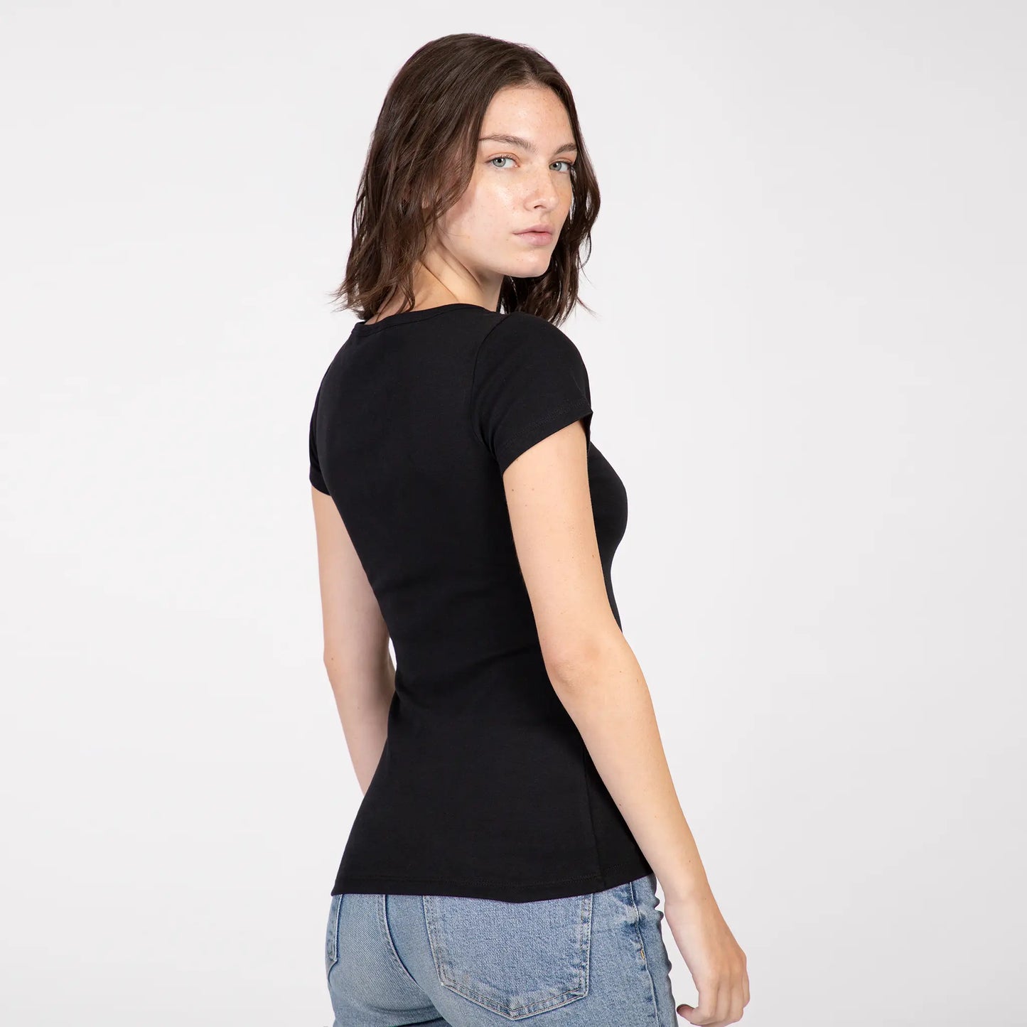 premium pima cotton tee for women color black