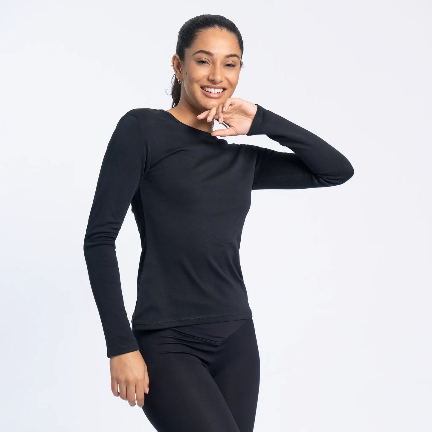 made with organic cotton, the most comfy long sleeve color black