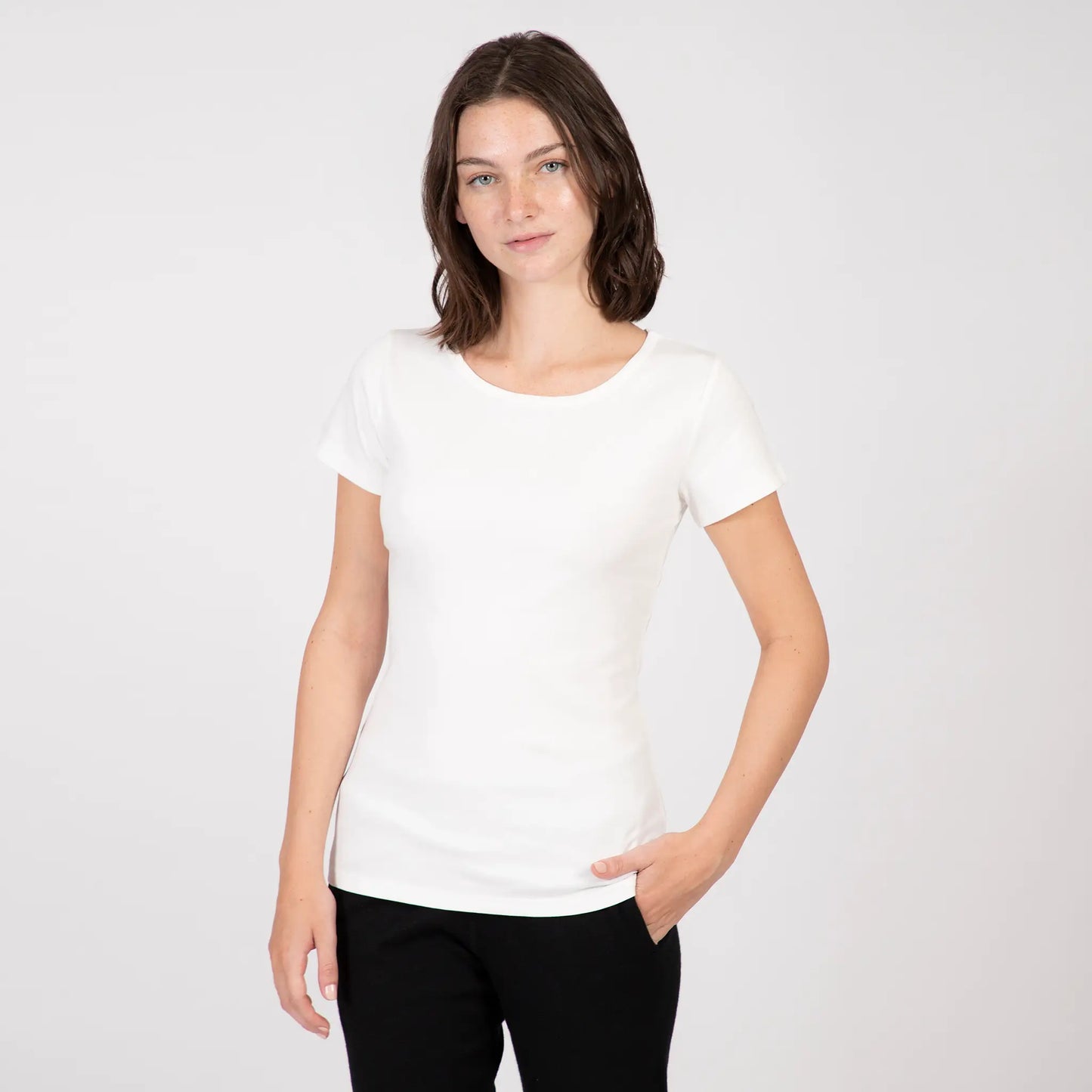 eco-friendly tee of organic pima cotton color white