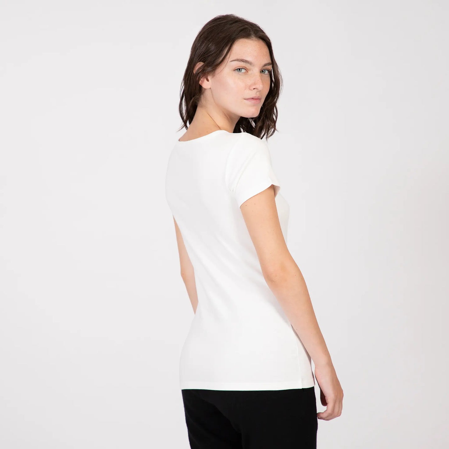 womens organic pima cotton tee with a crew neck style color white