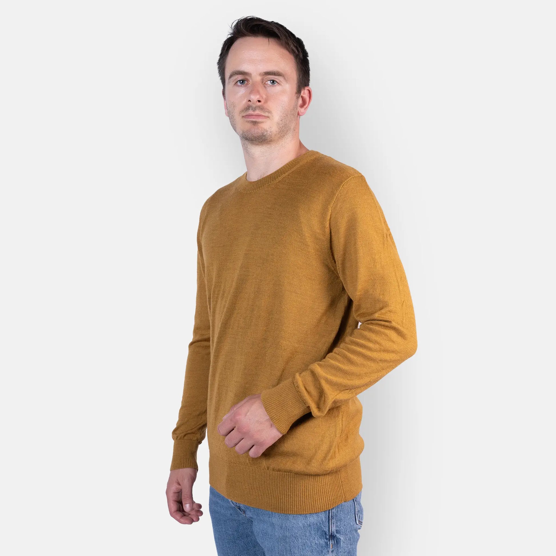 men ecological alpaca wool turtleneck sweater color gold