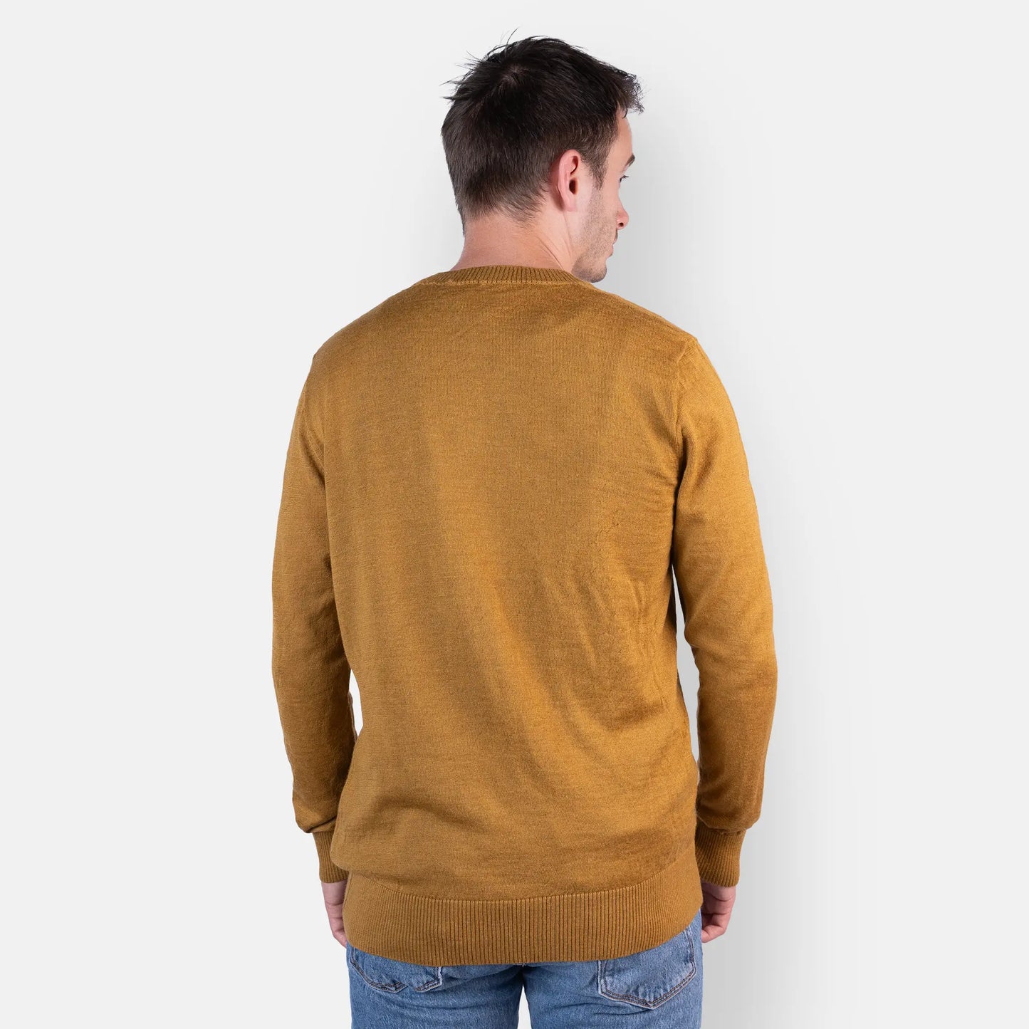 men sustainable alpaca wool turtleneck sweater color gold