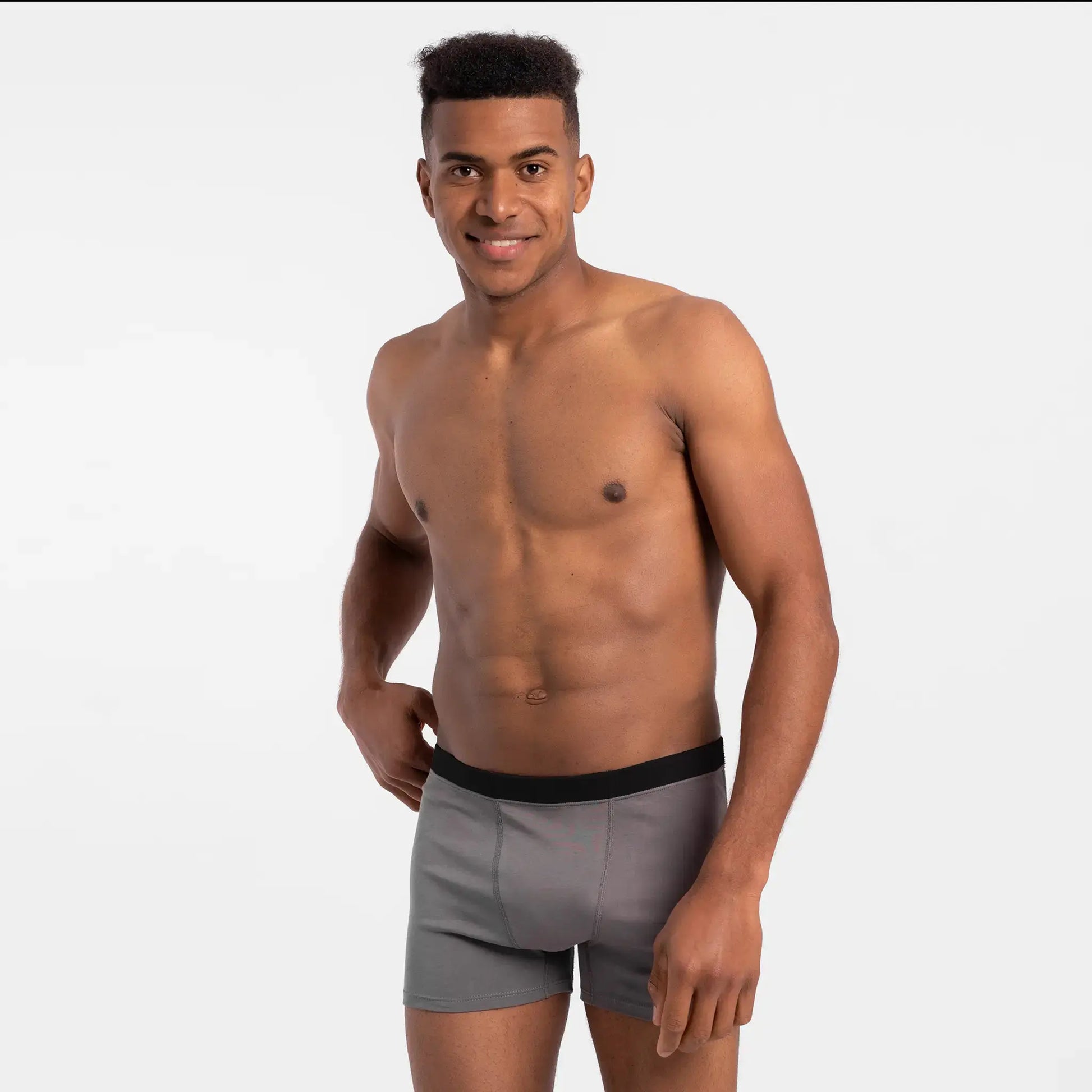Men's Organic Pima Cotton Boxer Briefs color natural gray