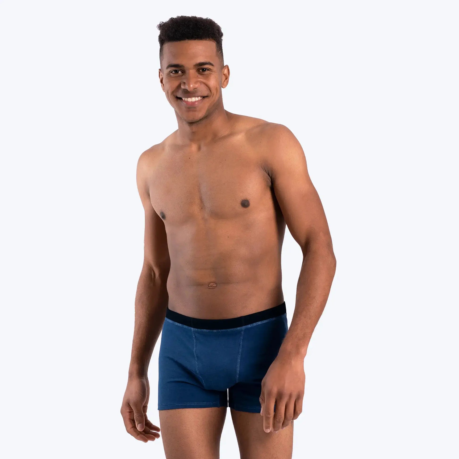 Men's Organic Pima Cotton Boxer Briefs color natural blue