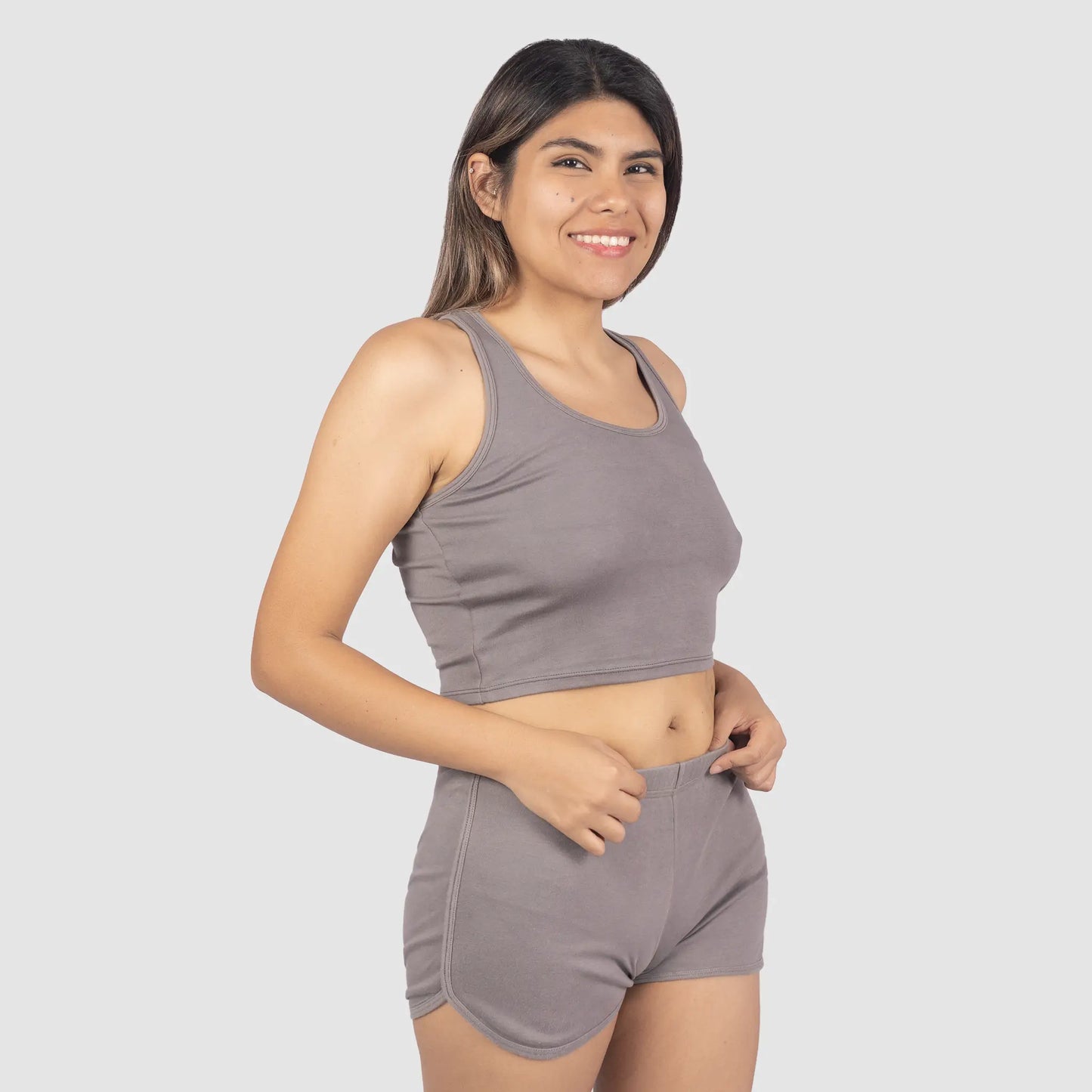 Women's Organic Pima Cotton Short Tank color natural gray