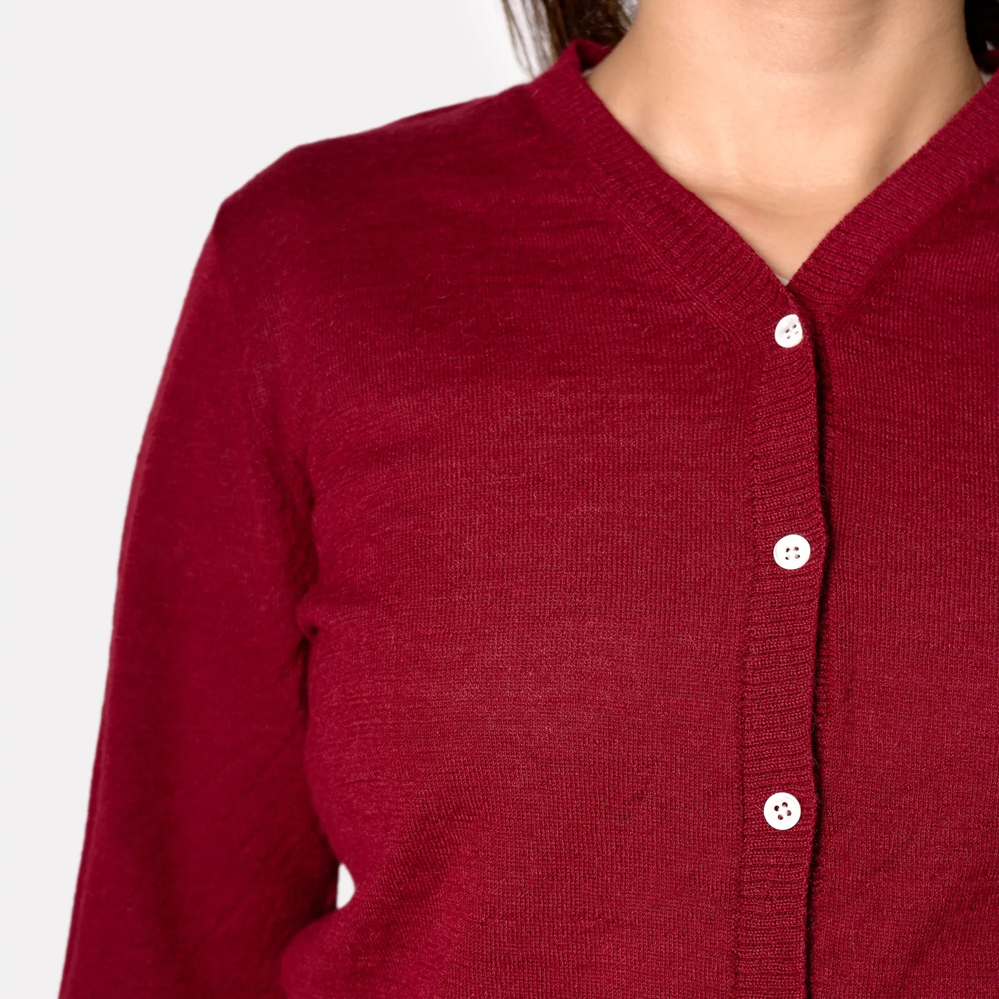 womens alpaca wool conscious cardigan color dark red