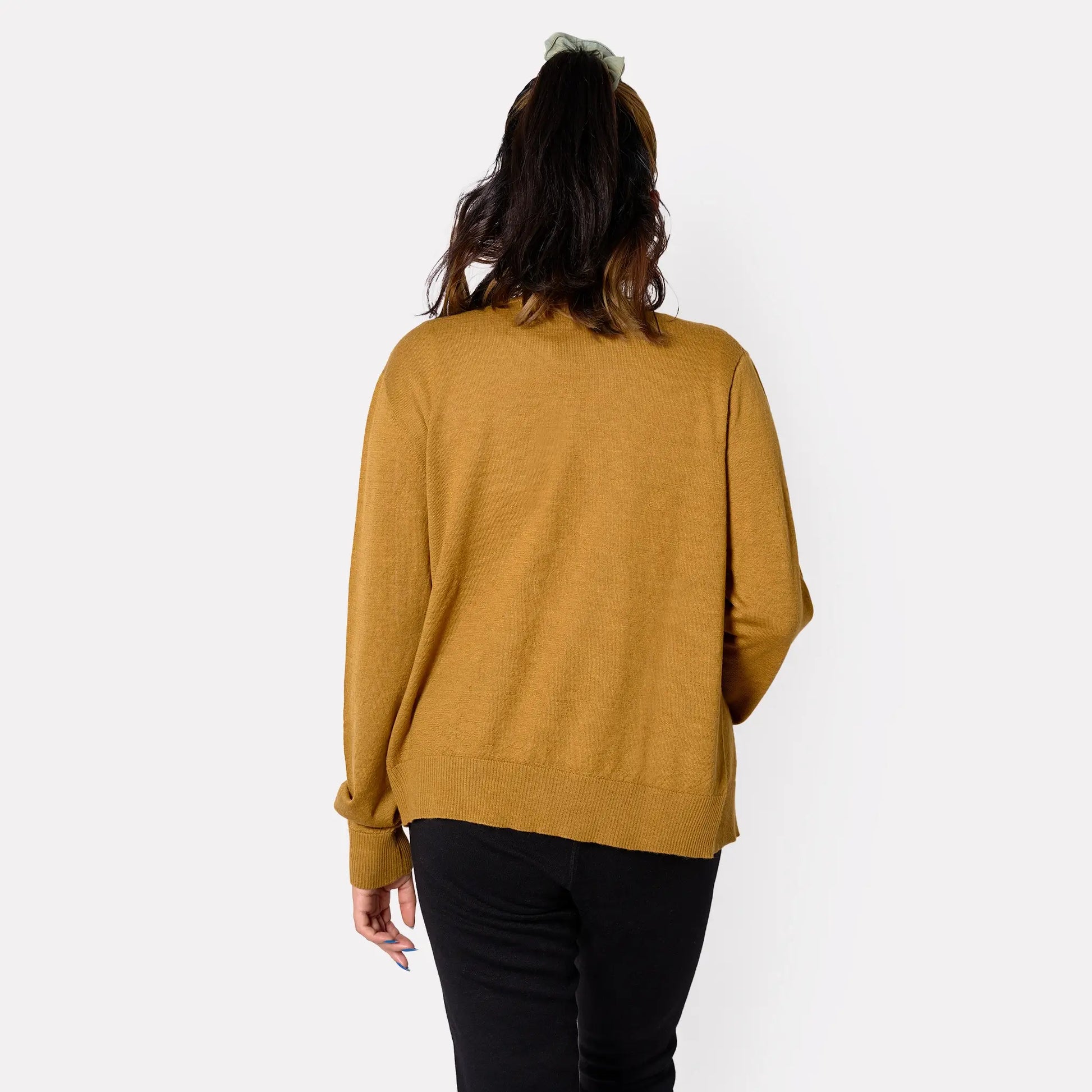 womens alpaca wool ecological cardigan color mustard yellow