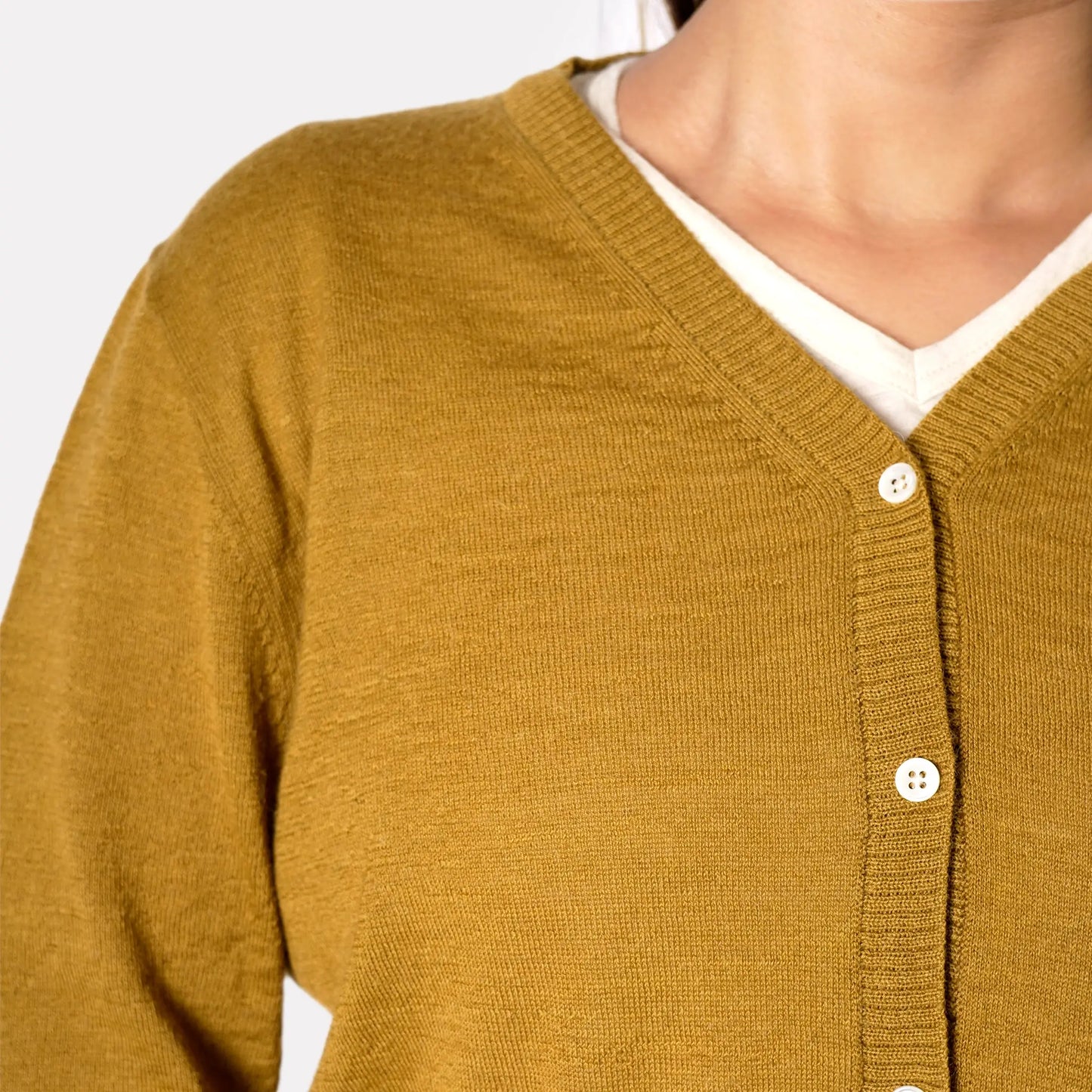 womens alpaca wool hypoallergenic cardigan color mustard yellow