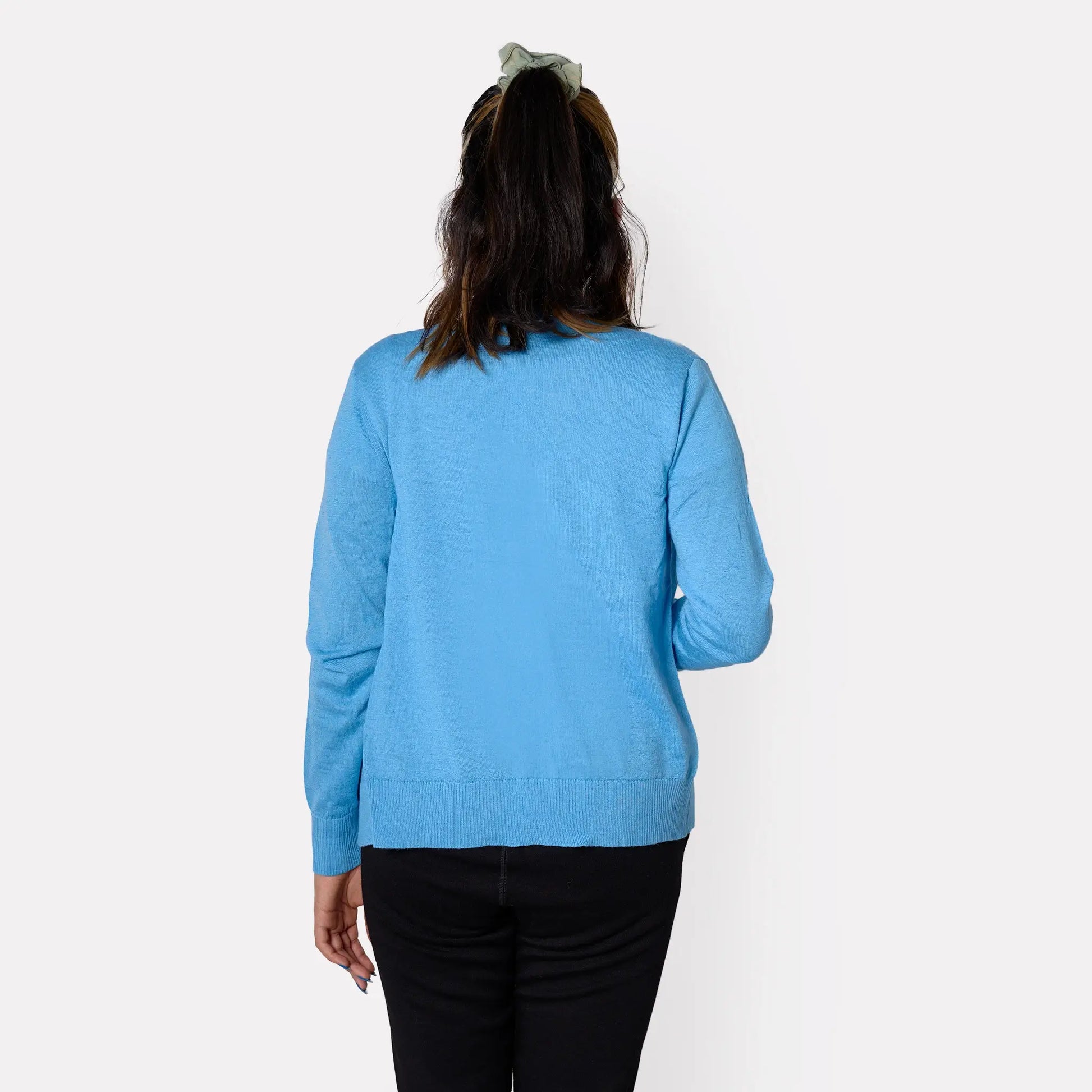 womens alpaca wool non toxic cardigan color skyblue