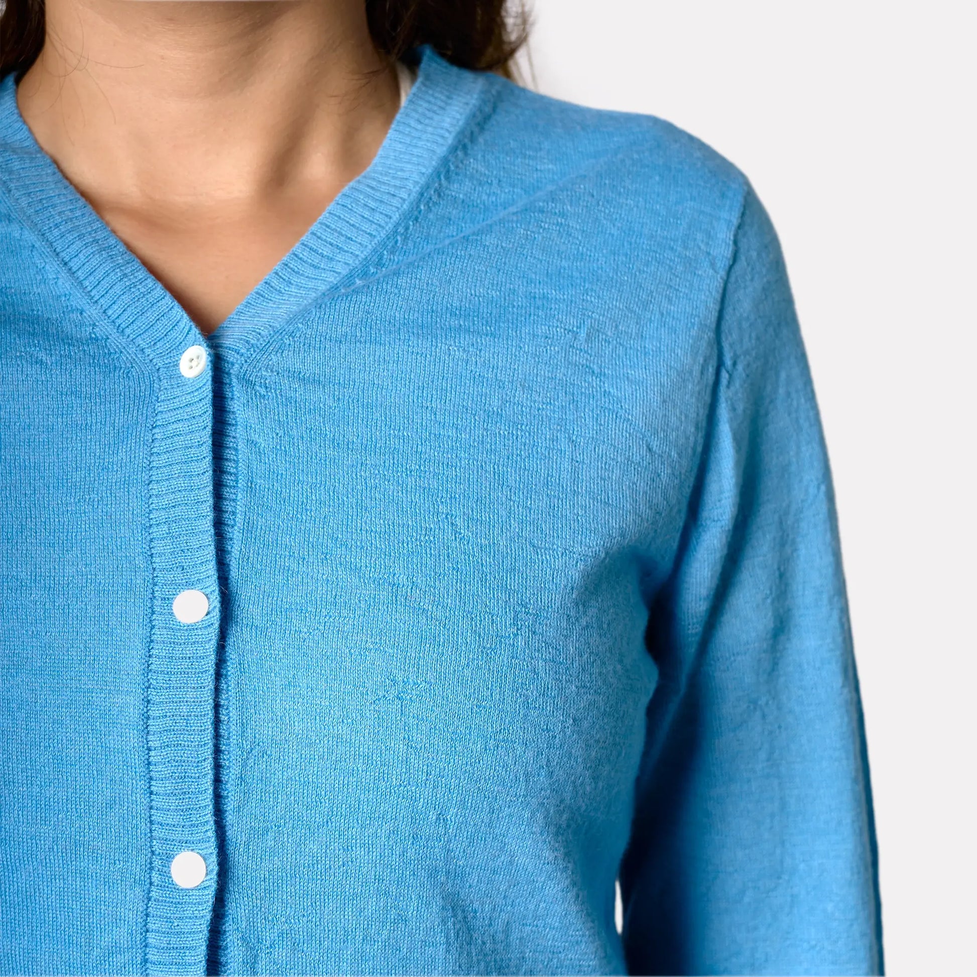 womens alpaca wool organic cardigan color skyblue