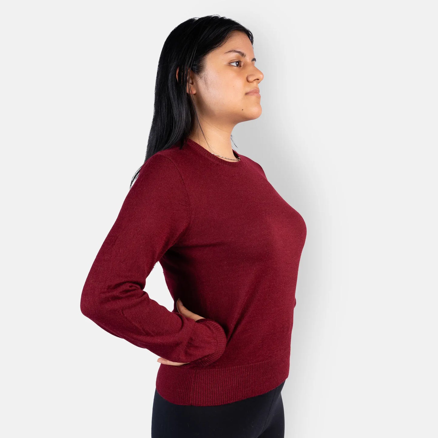 womens biodegradable alpaca sweater color dark red
