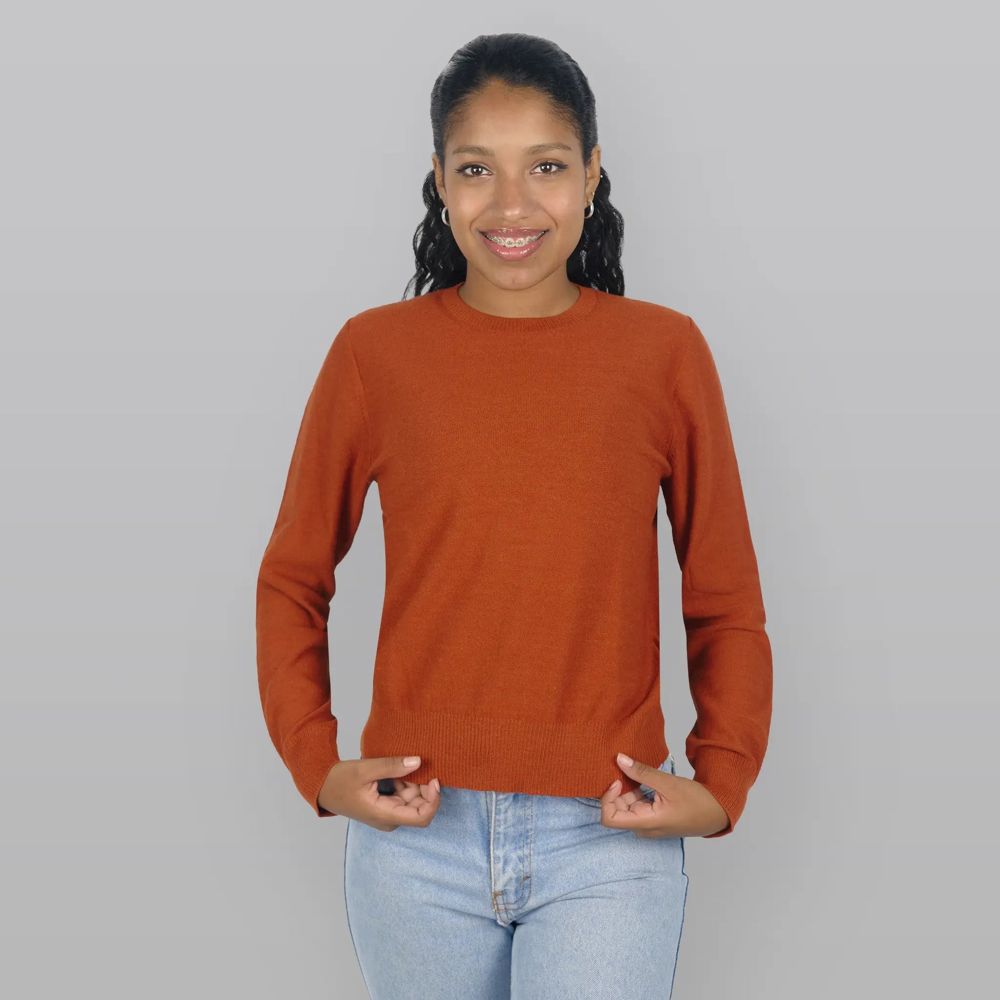 Women's Alpaca Wool Sweater color rusty orange