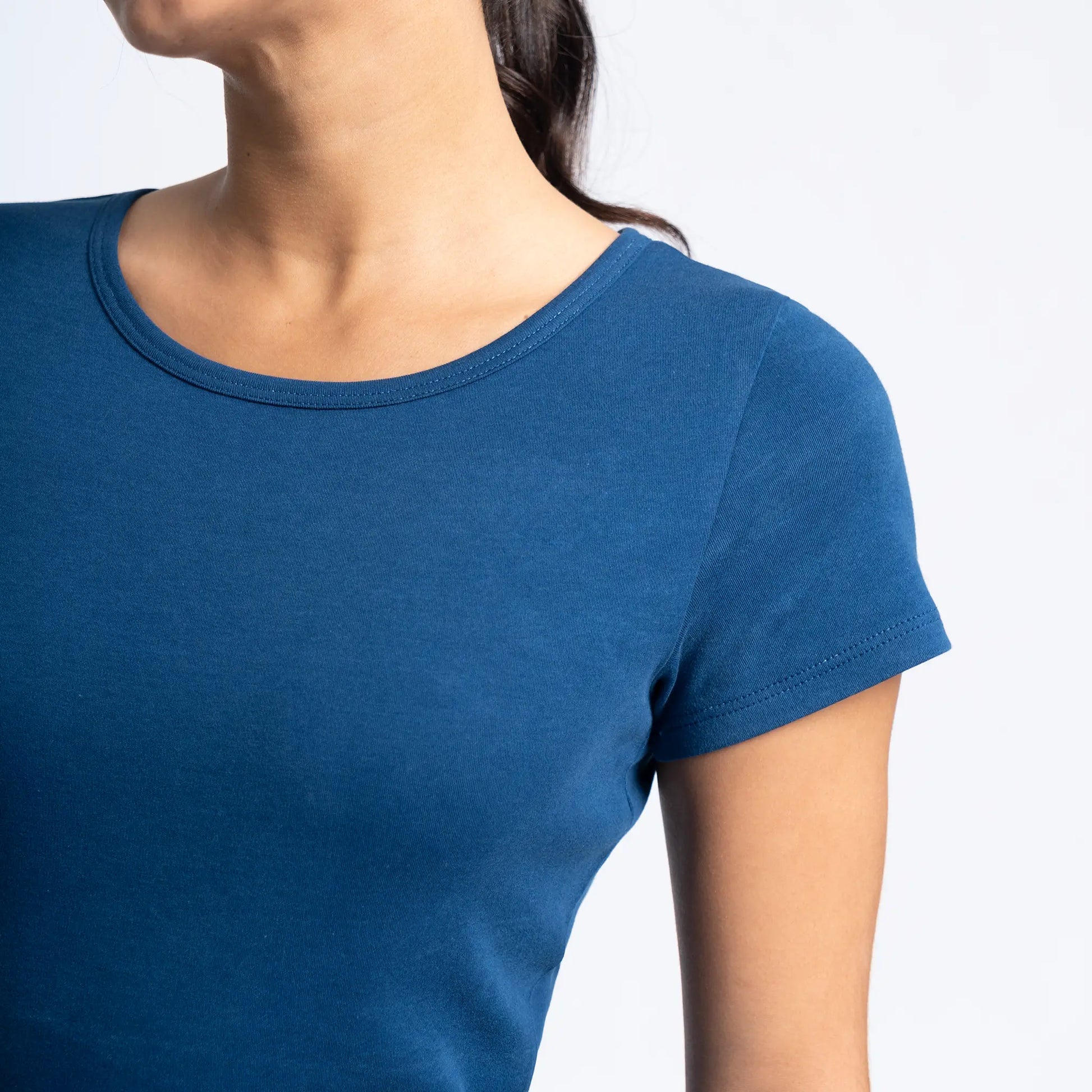 Women's Organic Pima Cotton T-Shirt color Natural Blue