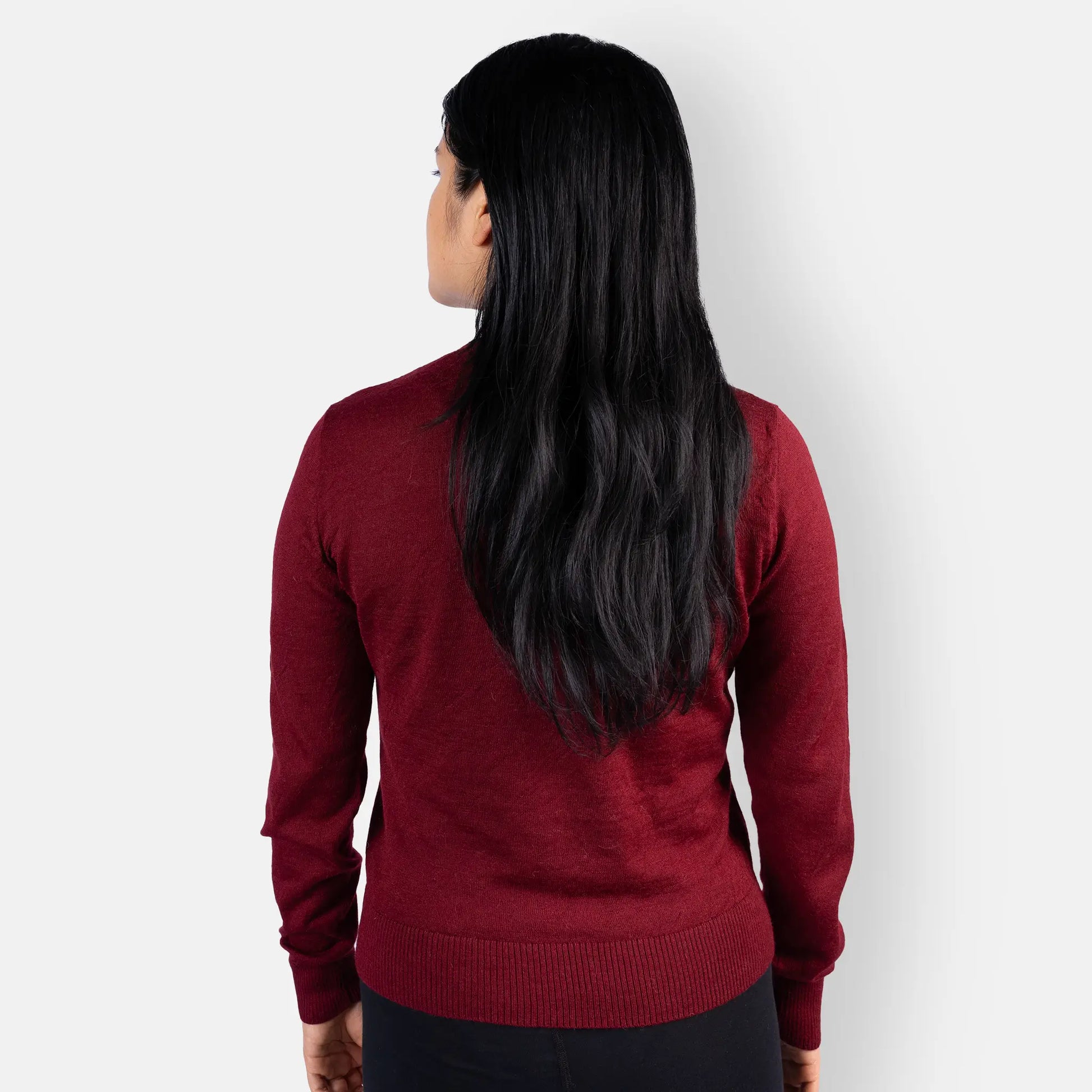 womens chemical free alpaca sweater color dark red