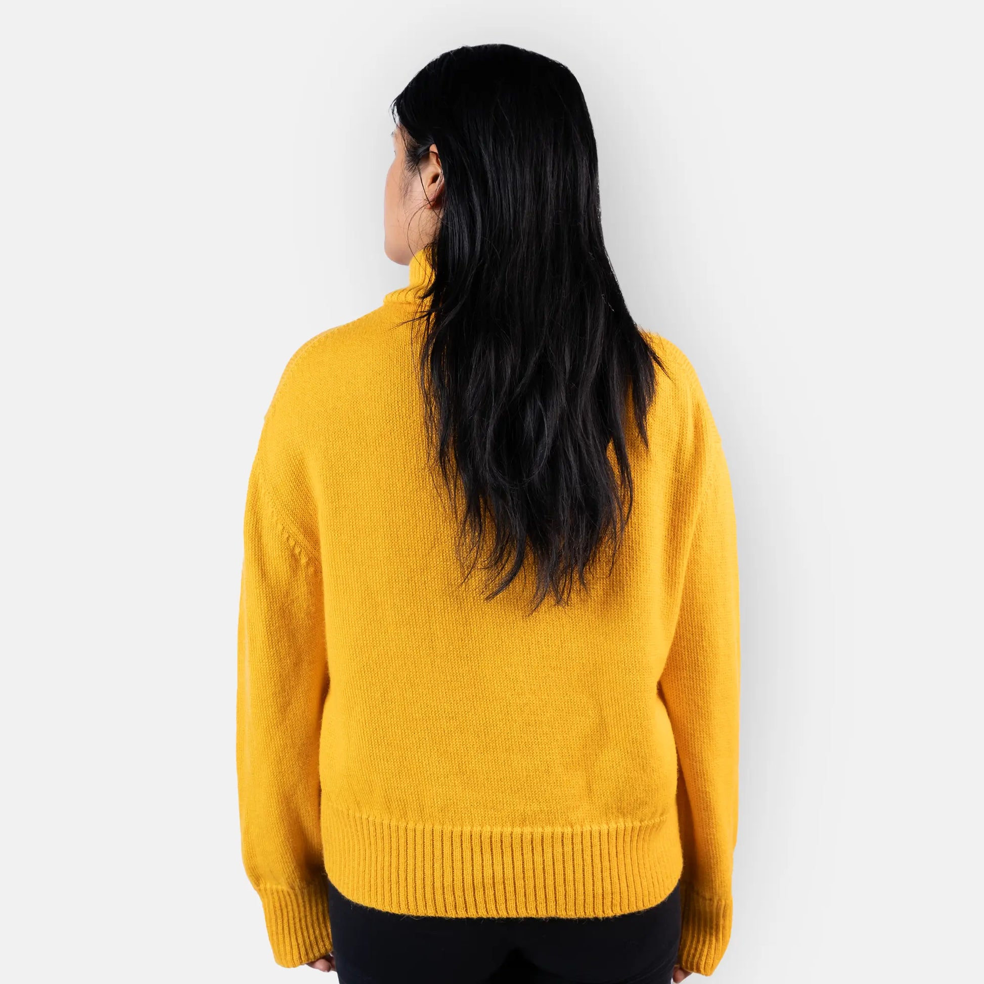 womens comfortable alpaca wool turtleneck sweater color yellow