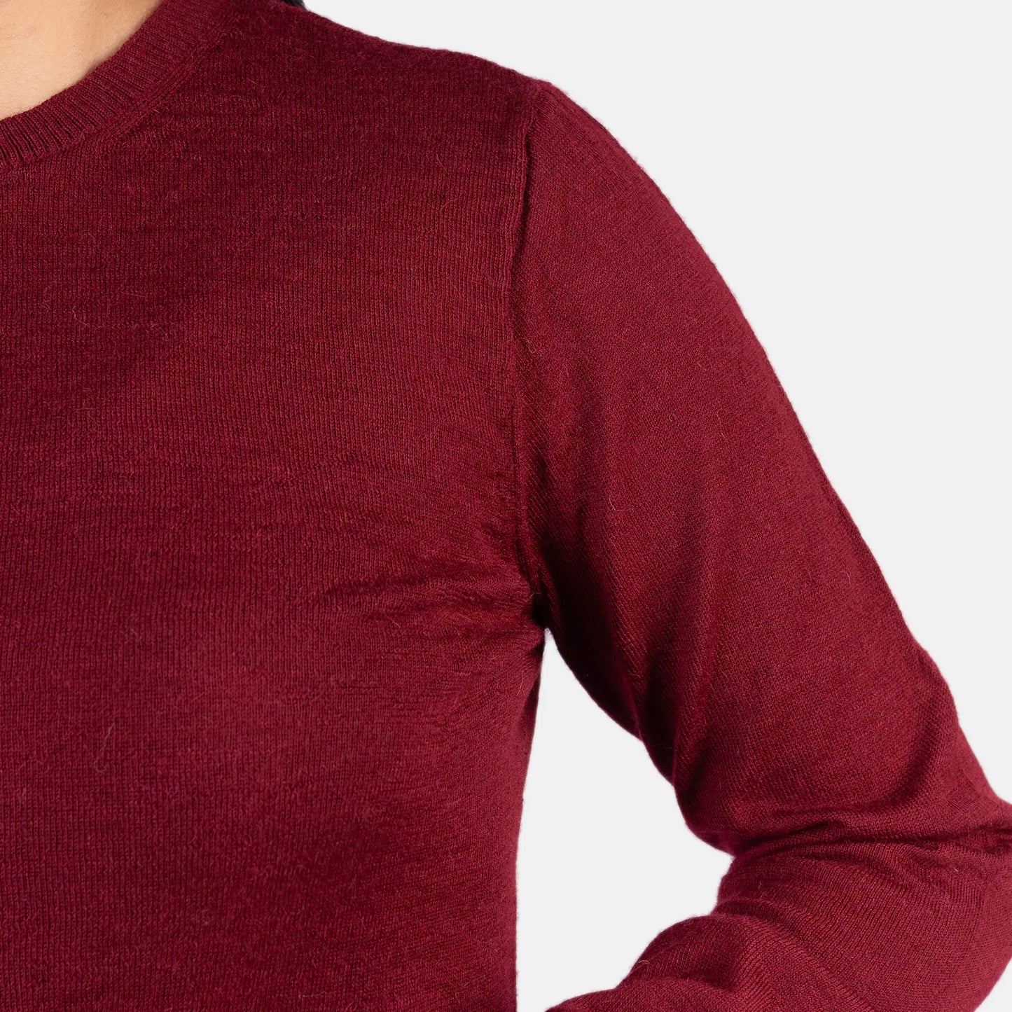 womens comfortable fit alpaca sweater color dark red