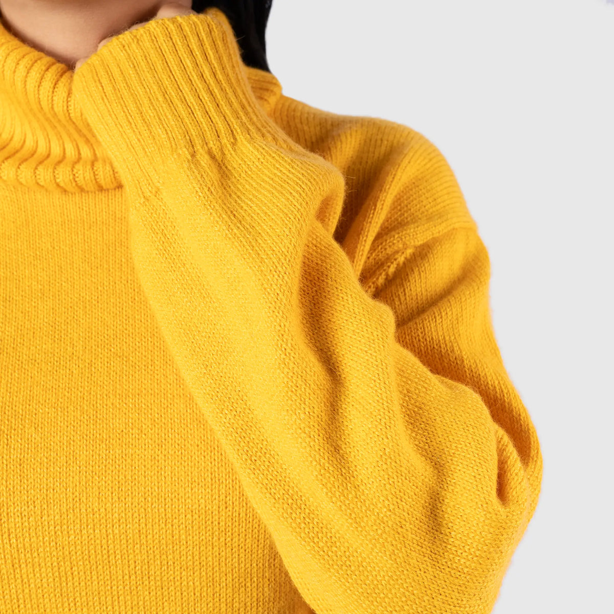 womens ecological alpaca wool turtleneck sweater color yellow