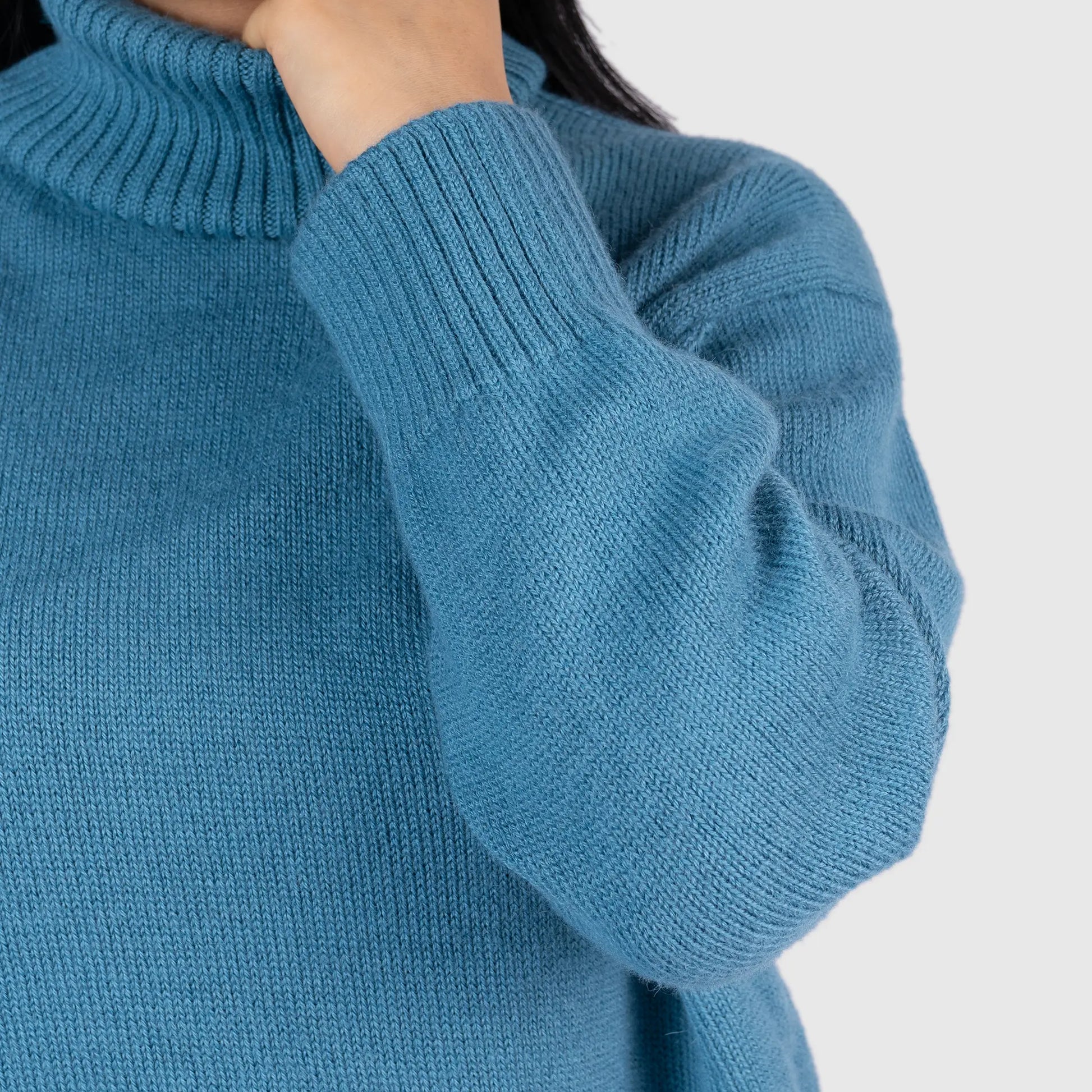 womens ethical alpaca wool turtleneck sweater color teal