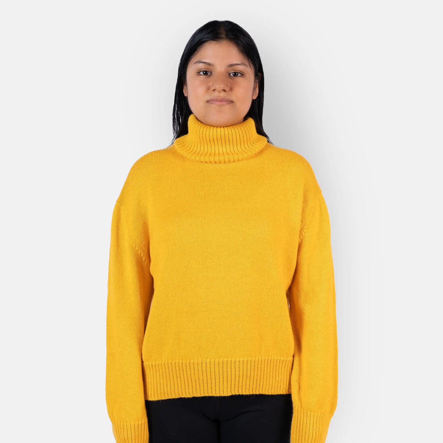 womens moisture wicking alpaca wool turtleneck sweater color yellow