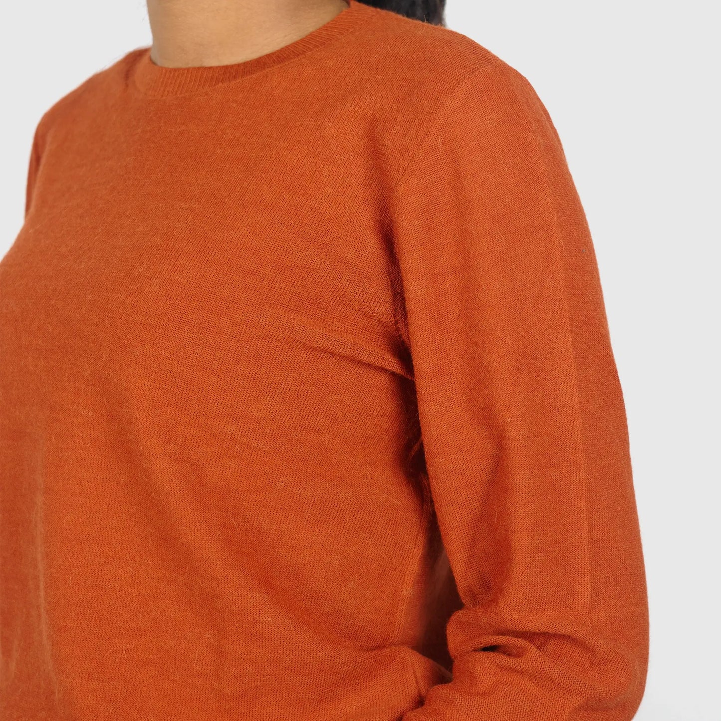 womens most sustainable alpaca sweater color rusty orange