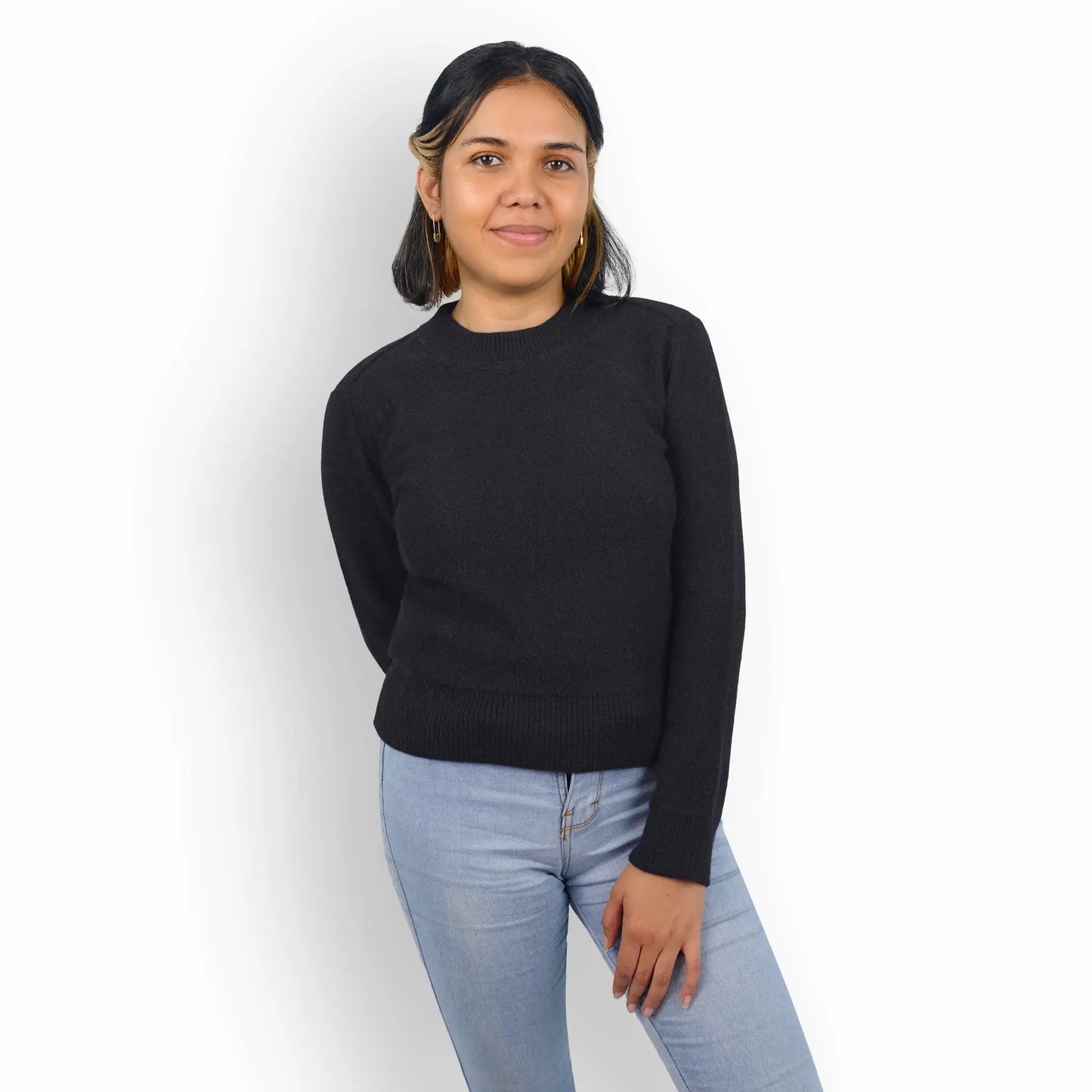 womens most sustainable pullover color black