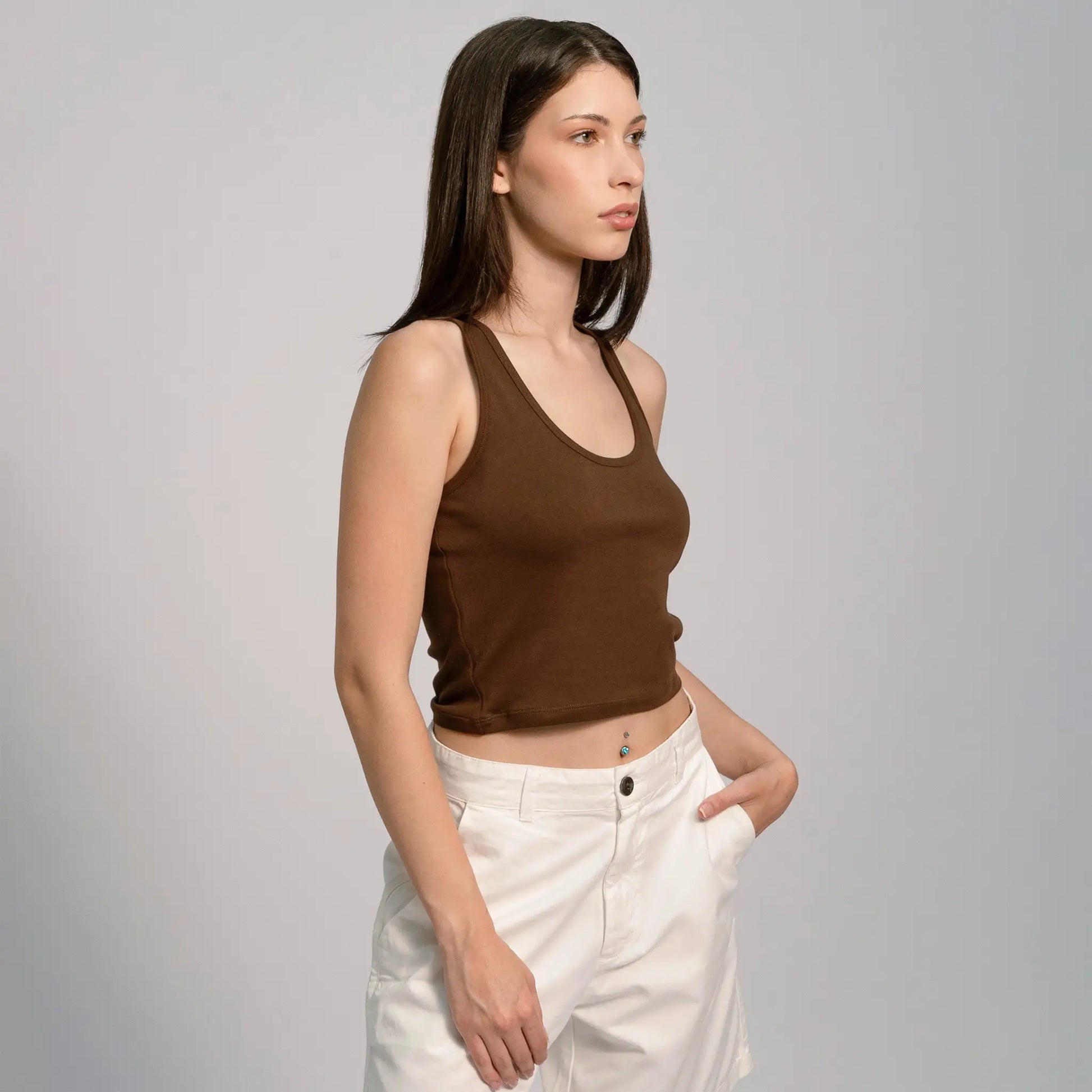 womens natural dye short tank color brown