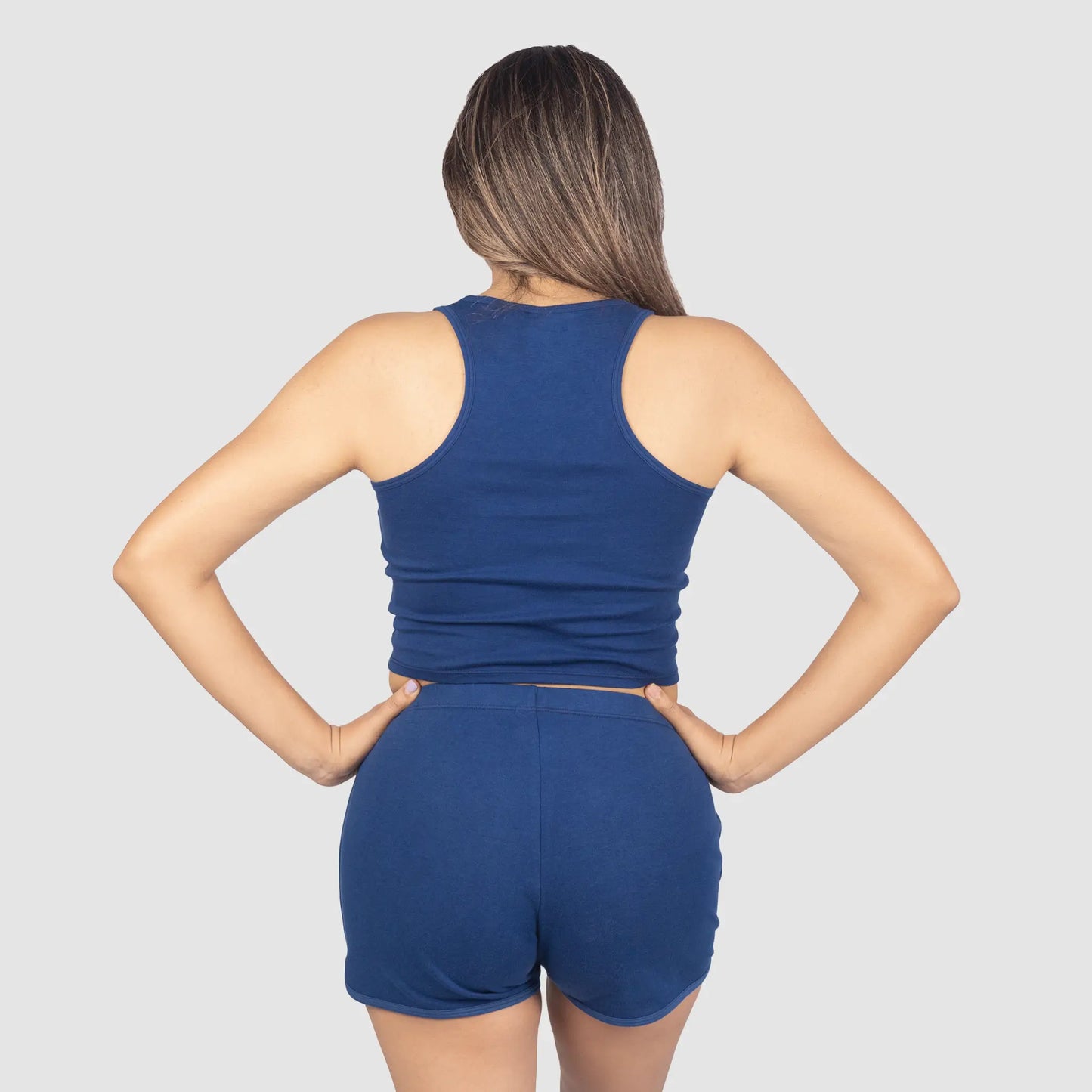 Women's Organic Pima Cotton Short Tank color natural blue
