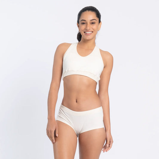 womens plastic free sports bra color undyed