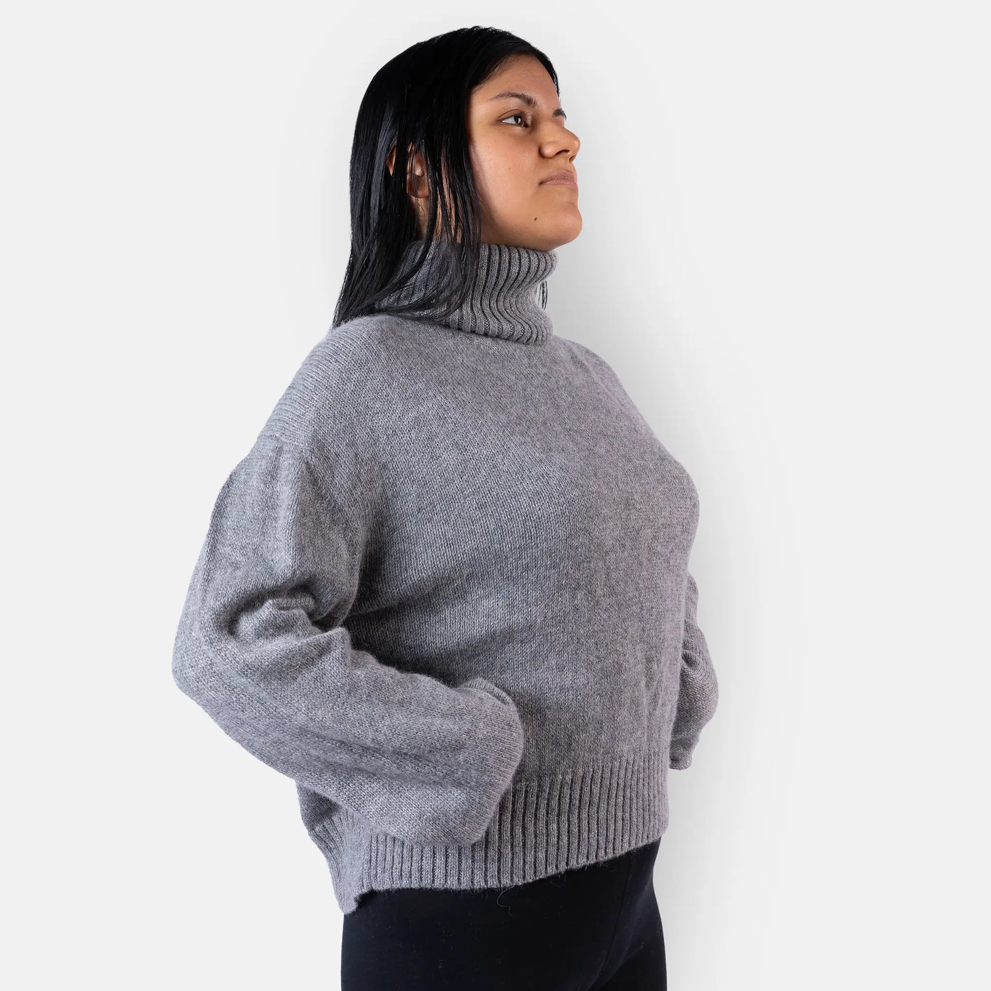 womens resistance alpaca wool turtleneck sweater color light gray