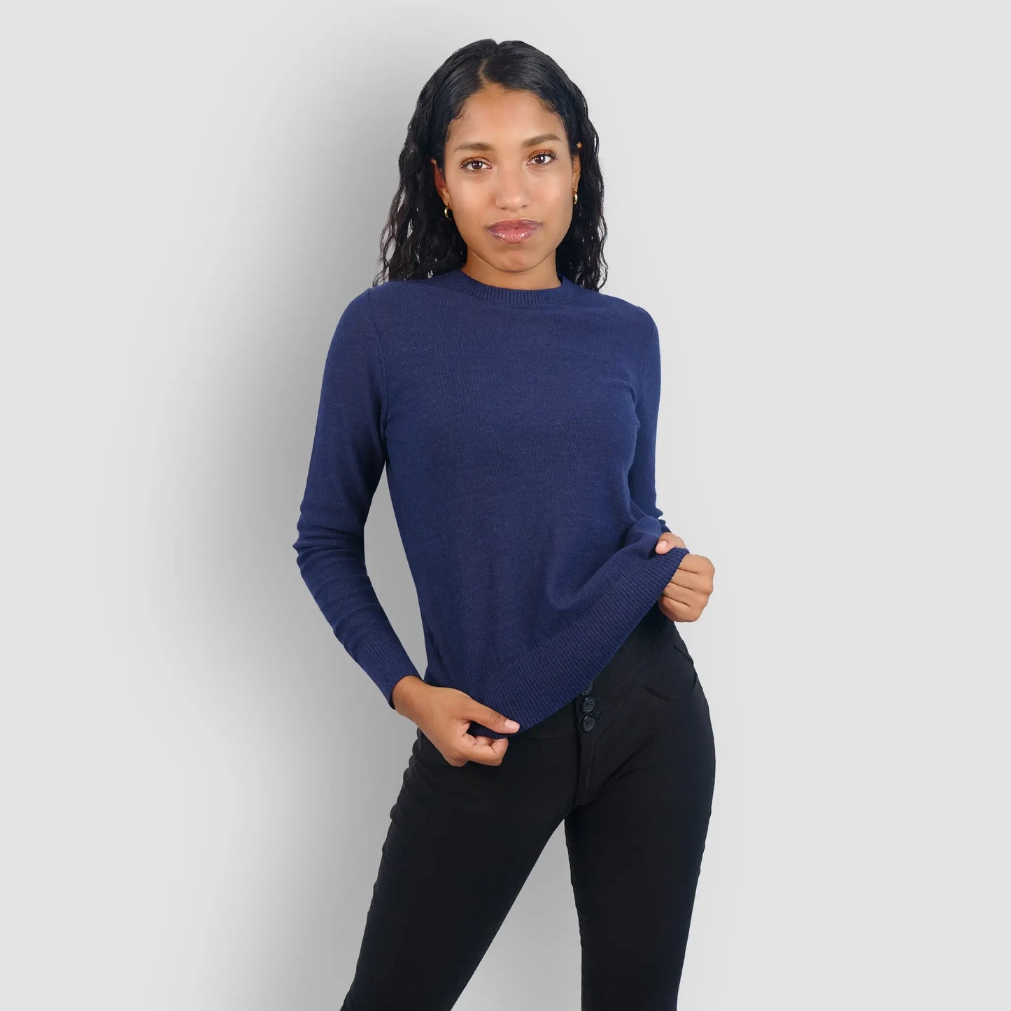 Women's Alpaca Wool Sweater color navy blue