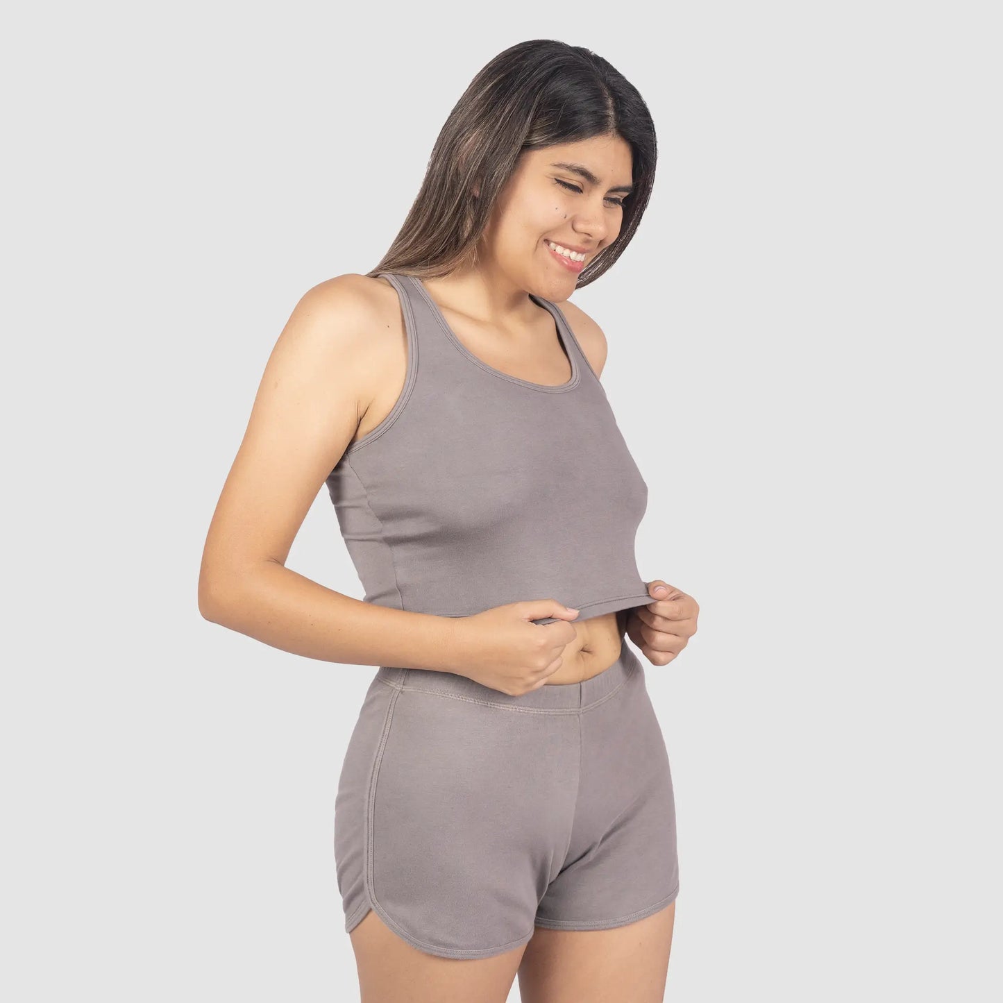 Women's Organic Pima Cotton Short Tank color natural gray