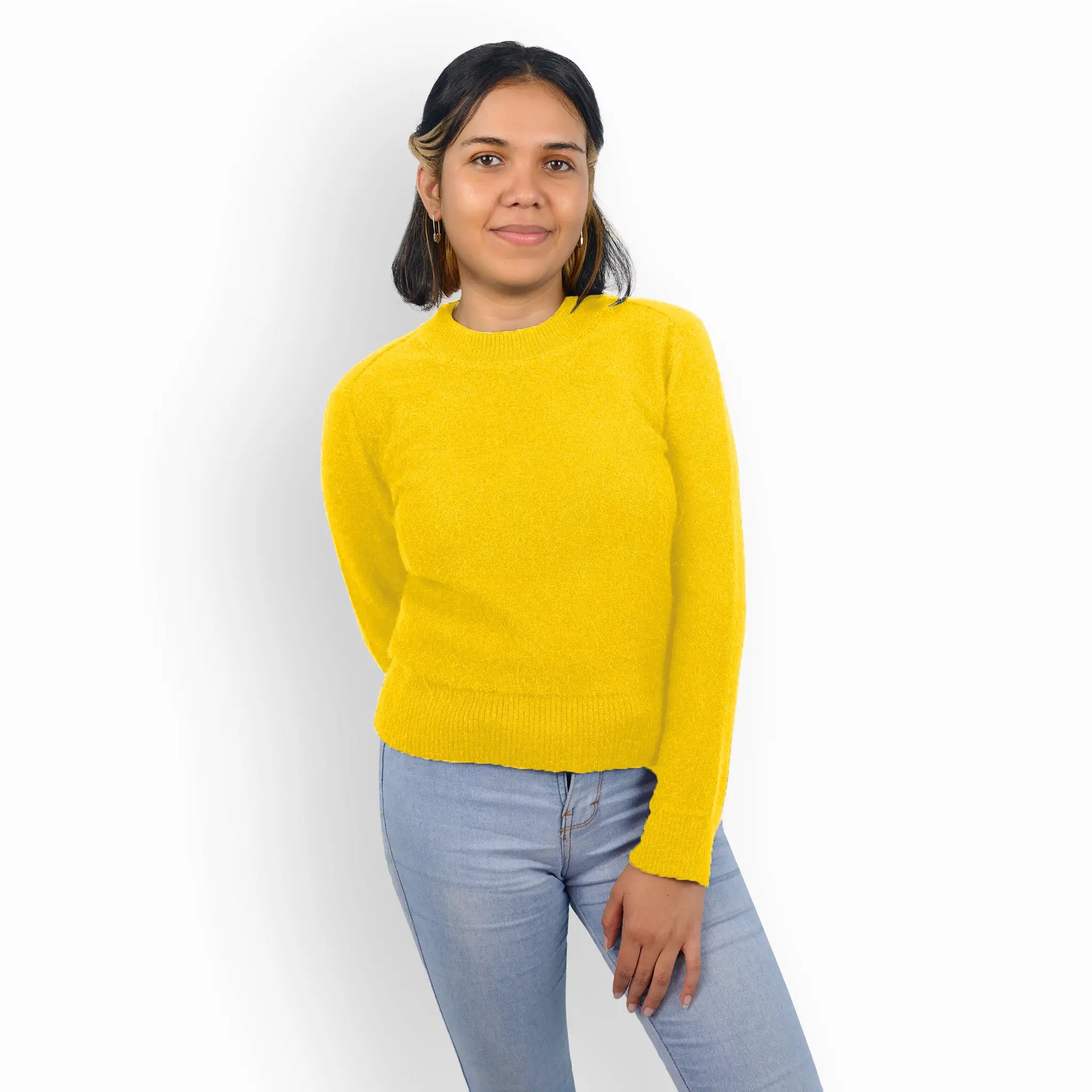 womens thermal wool pullover color yellow