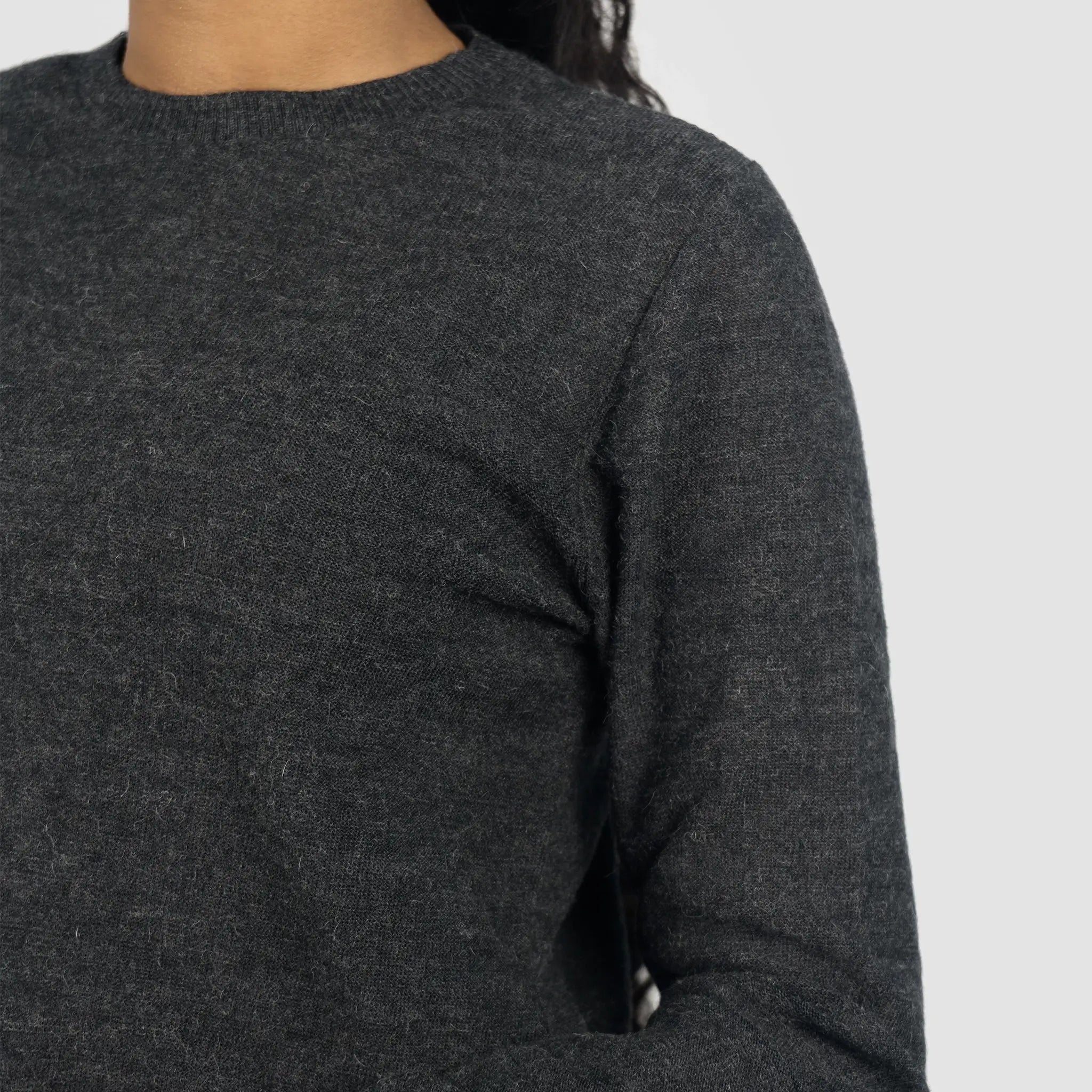 womens thermo regulate alpaca sweater color dark gray