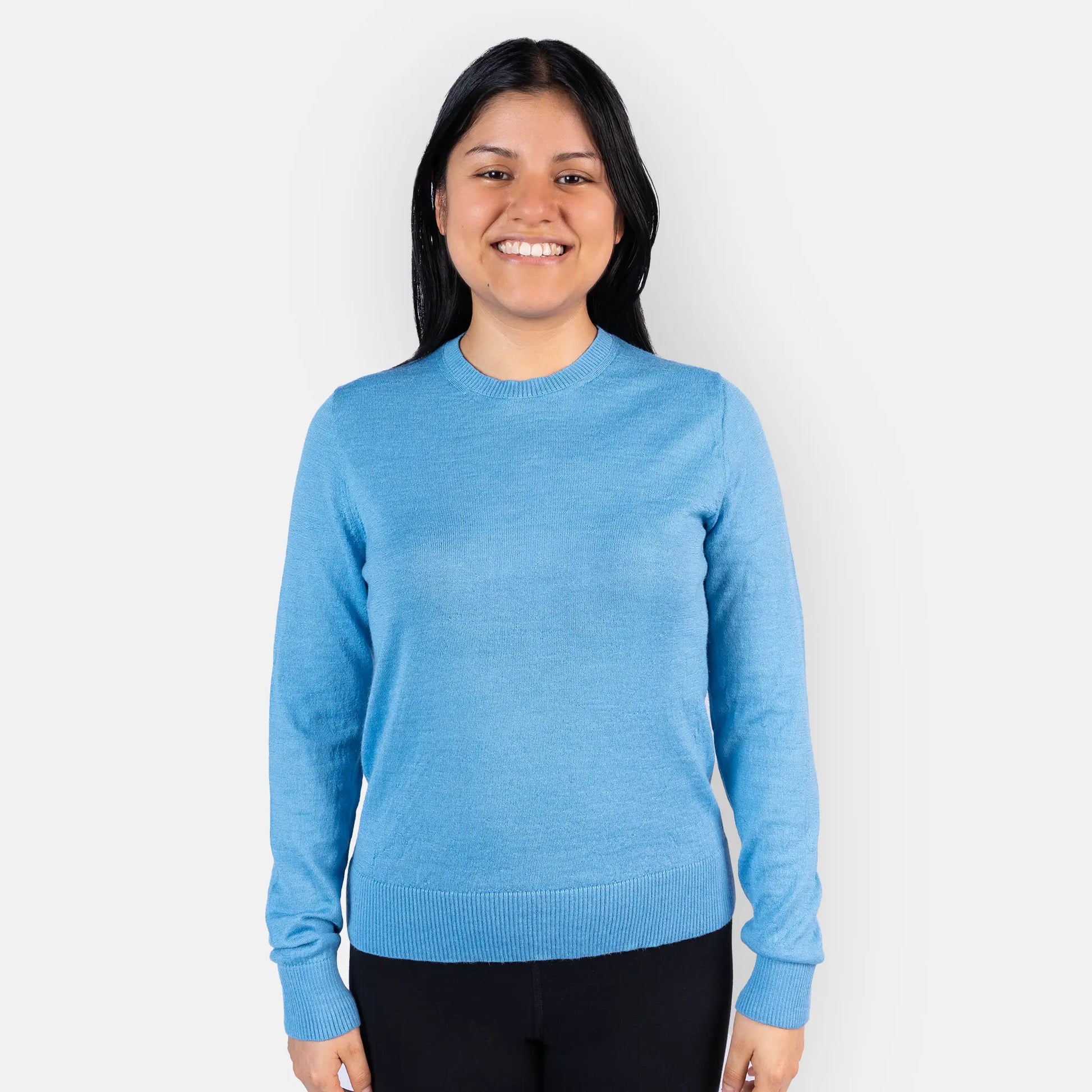 womens biodegradable alpaca wool sweater color skyblue