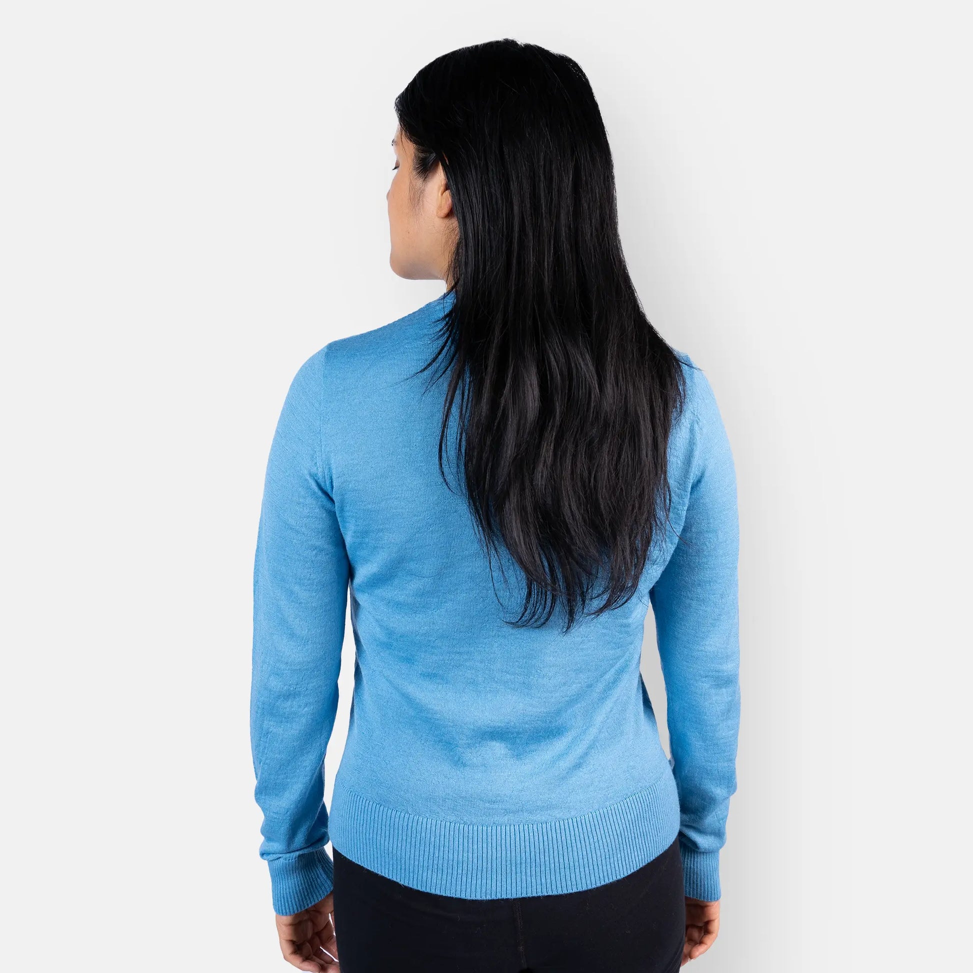 womens ethical alpaca wool sweater color skyblue