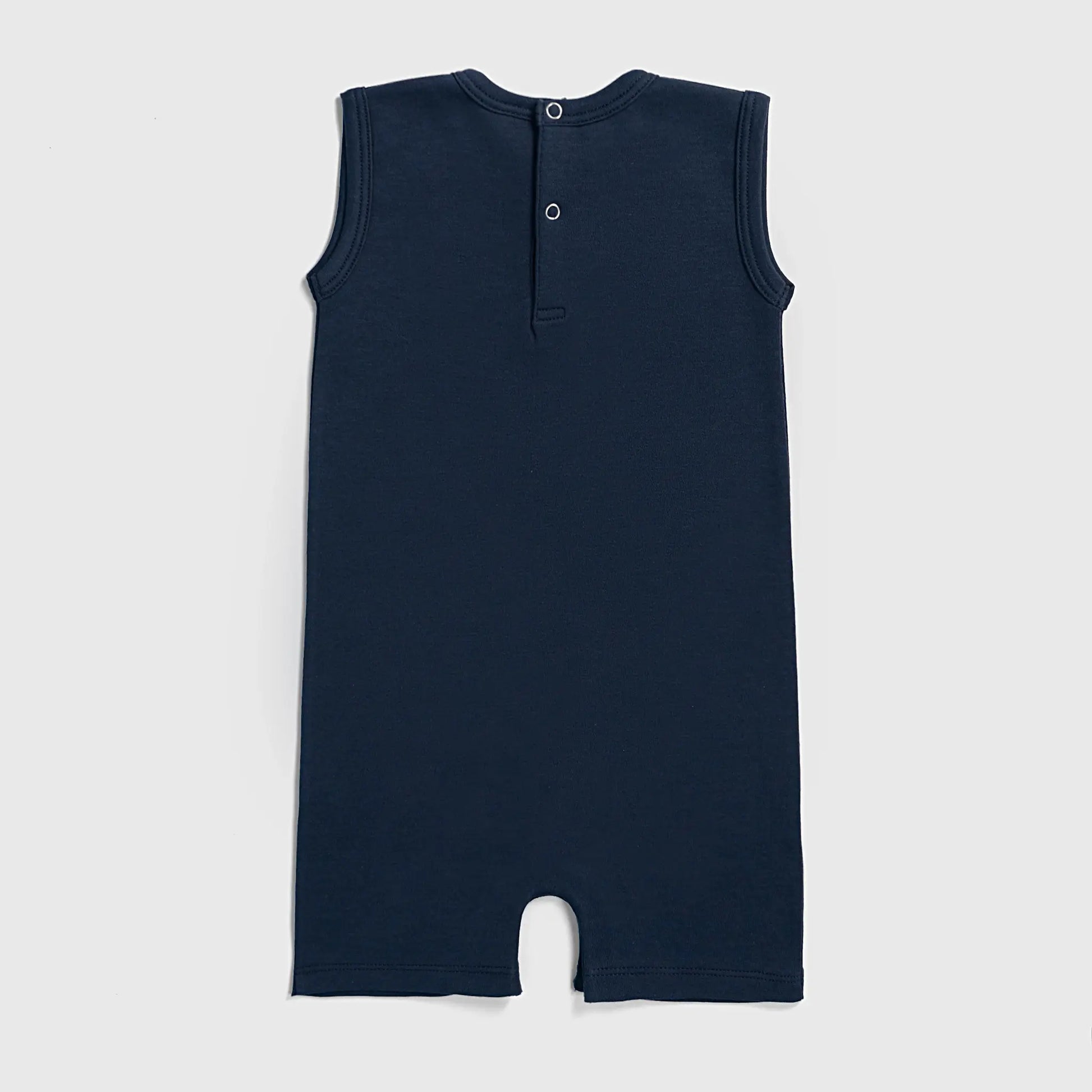 Baby Boy Organic Pima Cotton Sleeveless Romper  color navy blue