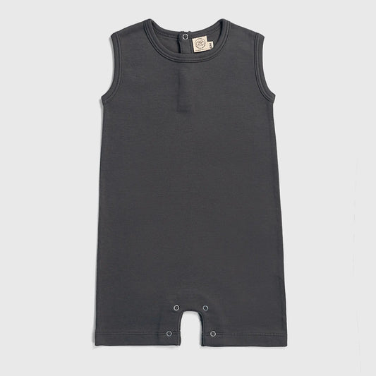 baby boys indoor sleeveless romper color gray