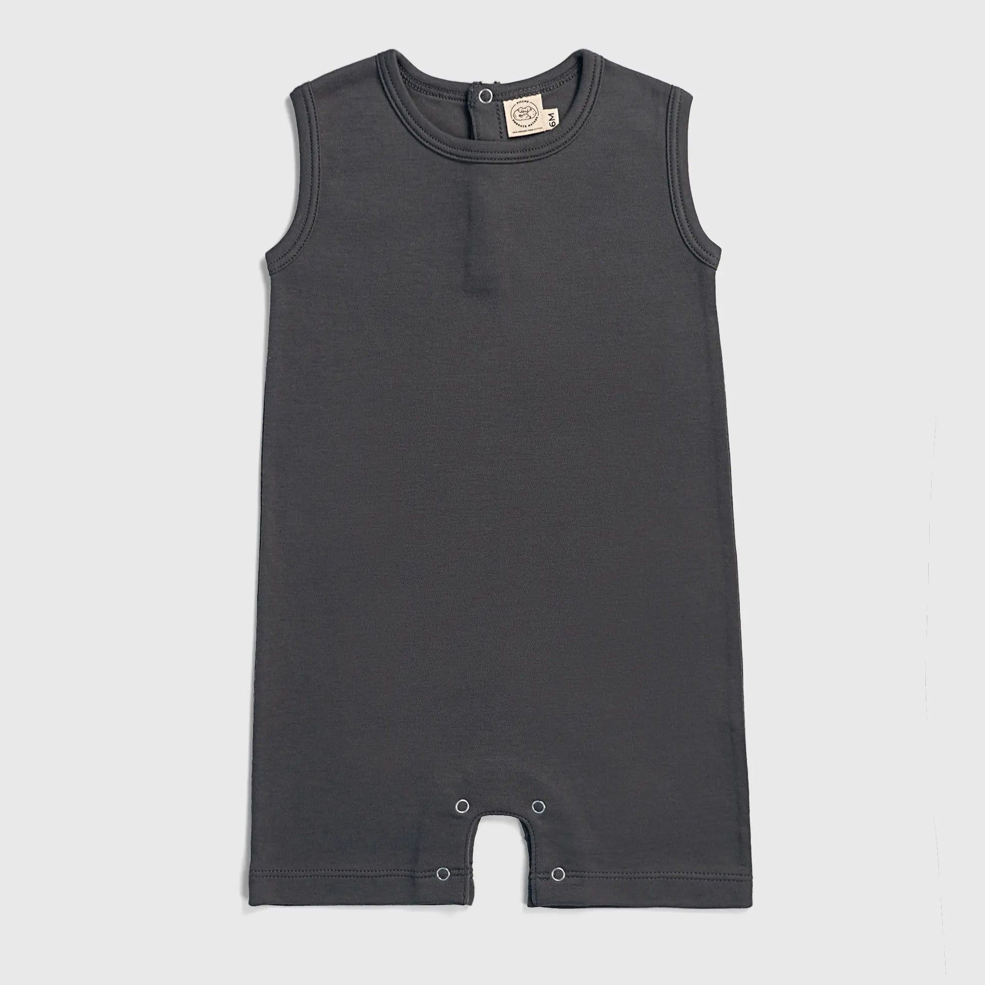 Baby Boy Organic Pima Cotton Sleeveless Romper color Gray