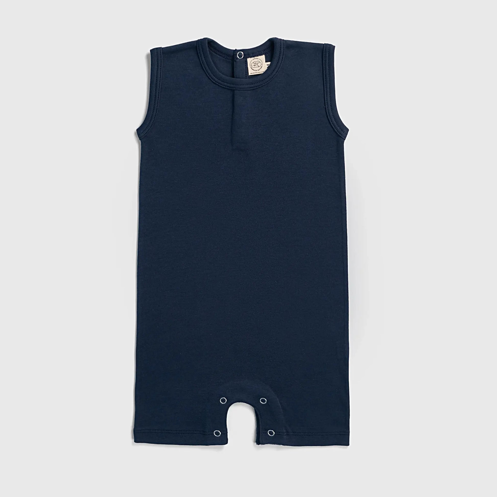 Baby Boy Organic Pima Cotton Sleeveless Romper color navy blue
