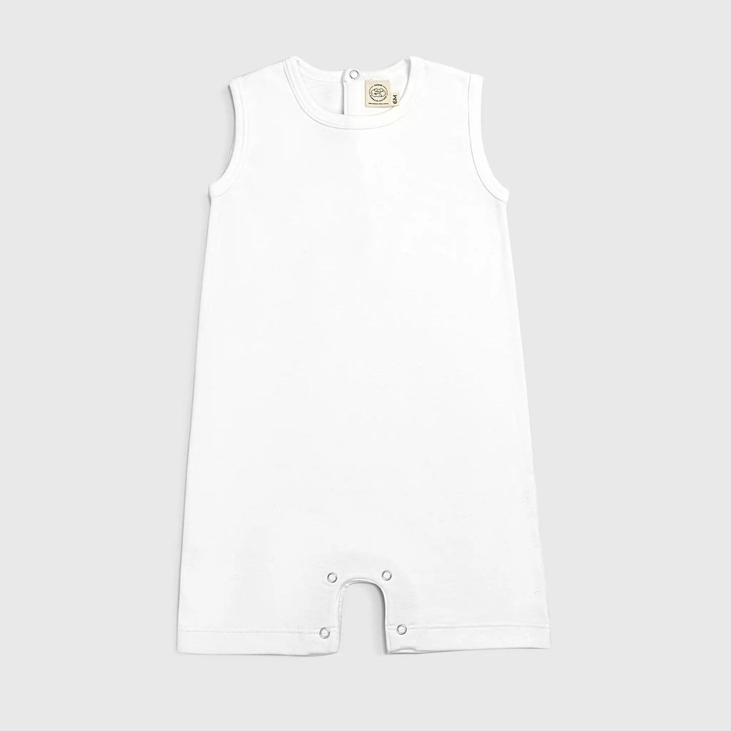 Baby Boy Organic Pima Cotton Sleeveless Romper color White