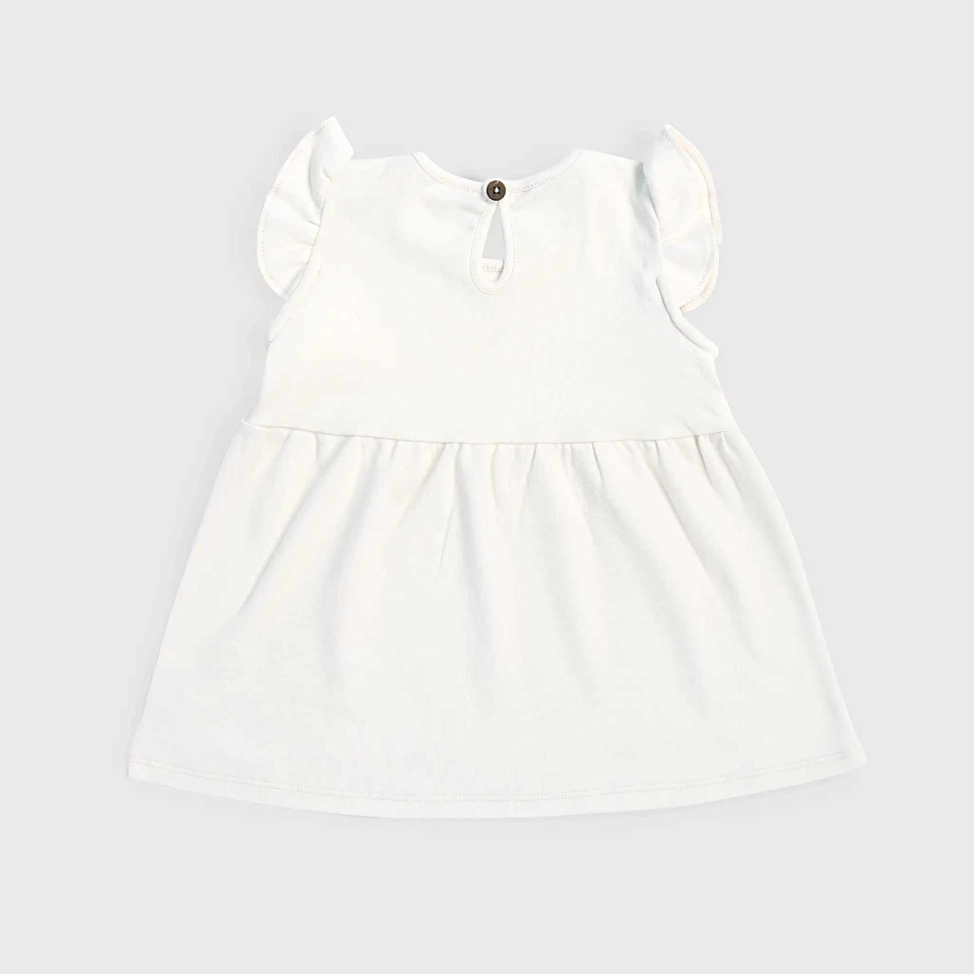 Baby Girl Organic Pima Cotton Flutter Sleeve Dress color Undyed