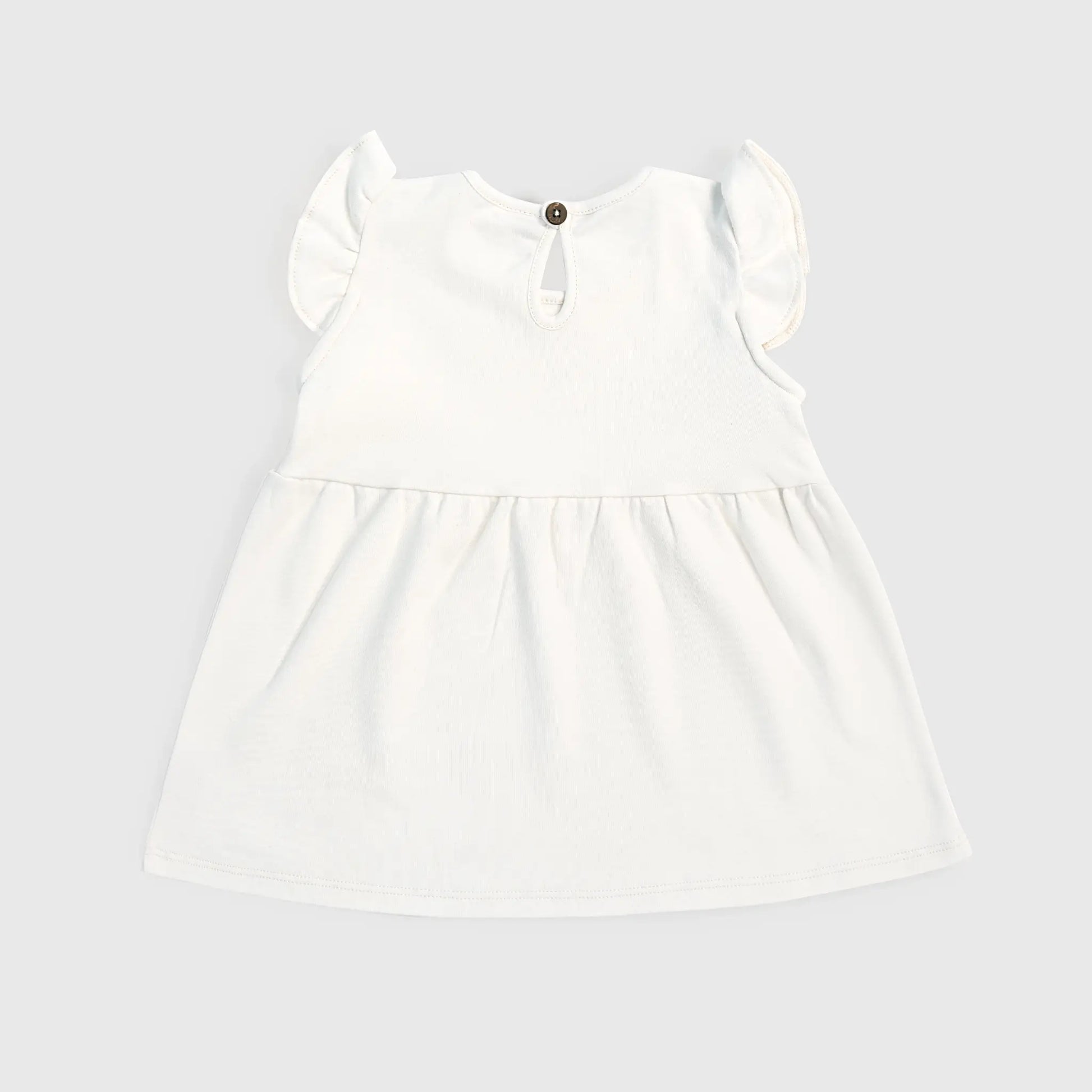 Baby Girl Organic Pima Cotton Flutter Sleeve Dress color Undyed