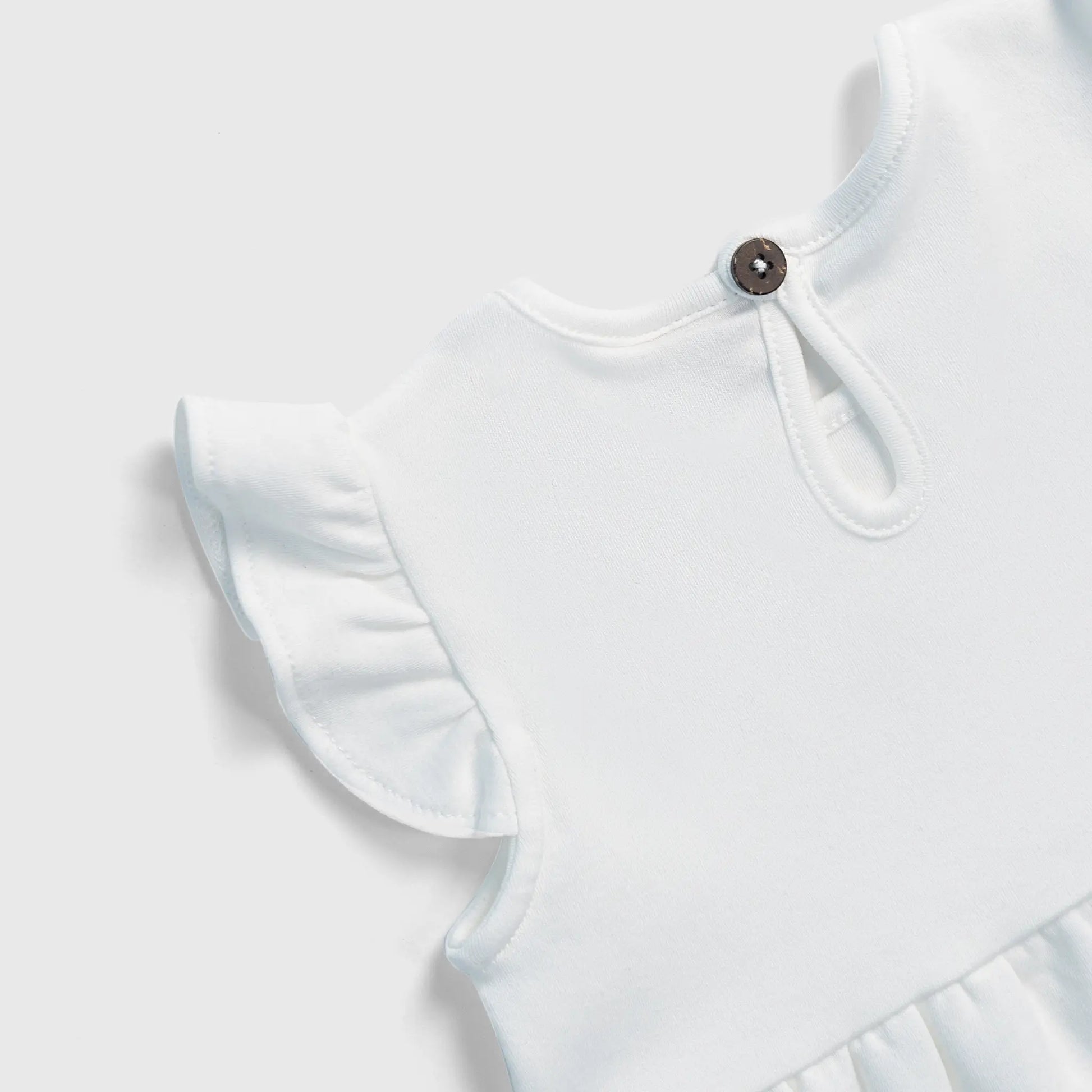 Baby Girl Organic Pima Cotton Flutter Sleeve Dress color White