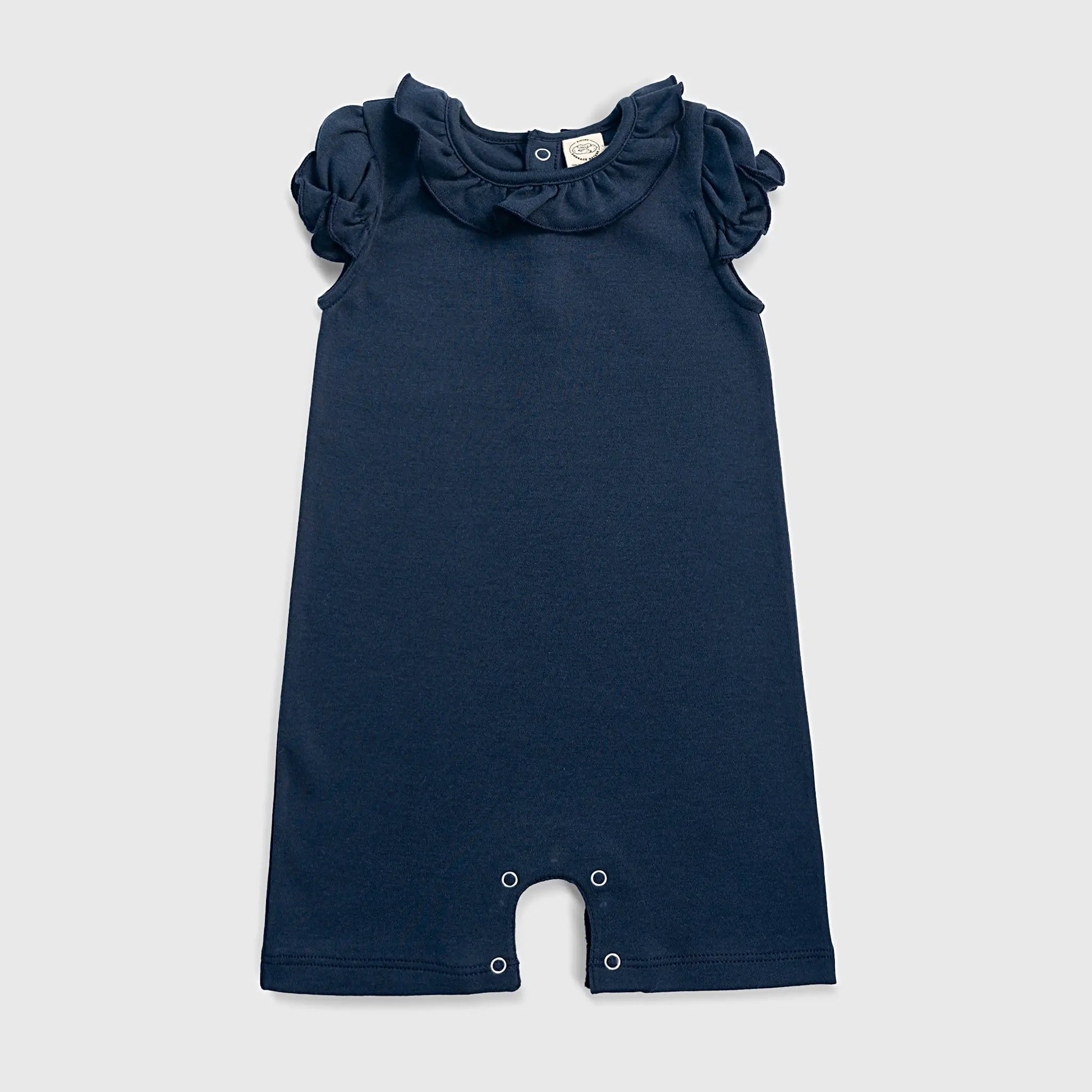 Baby Girl Organic Pima Cotton Sleeveless Romper color navy blue
