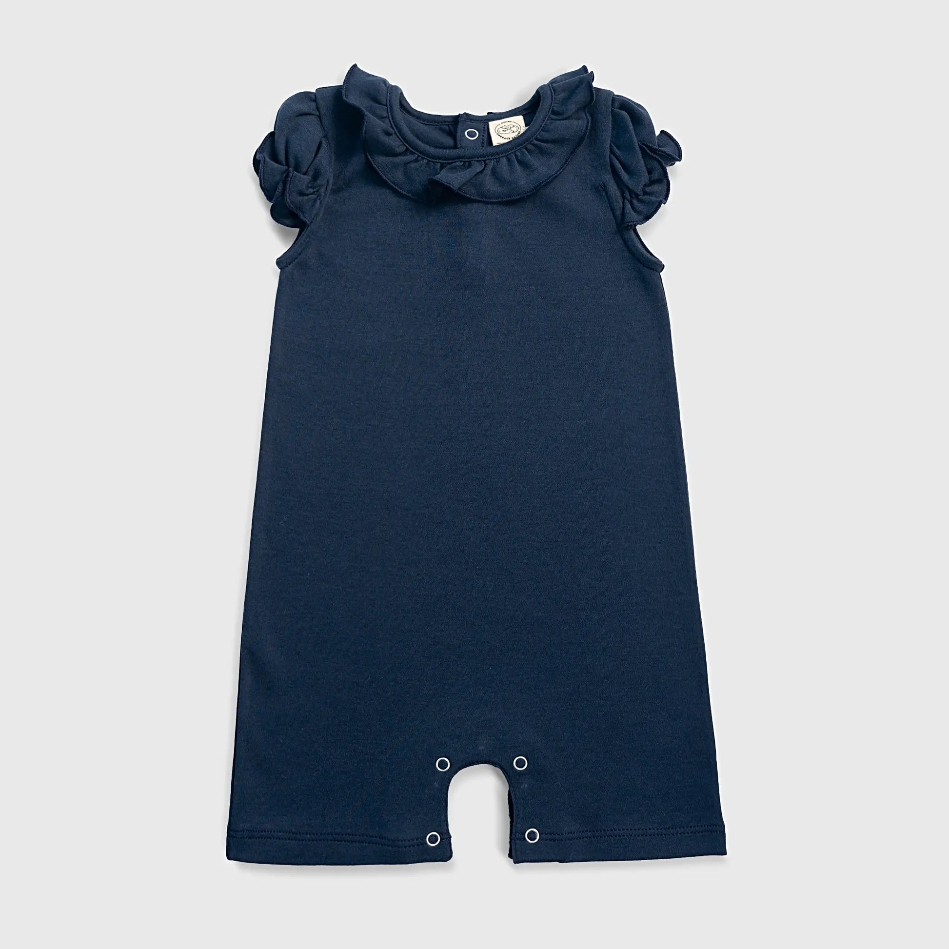 Baby Girl Organic Pima Cotton Sleeveless Romper color Navy Blue