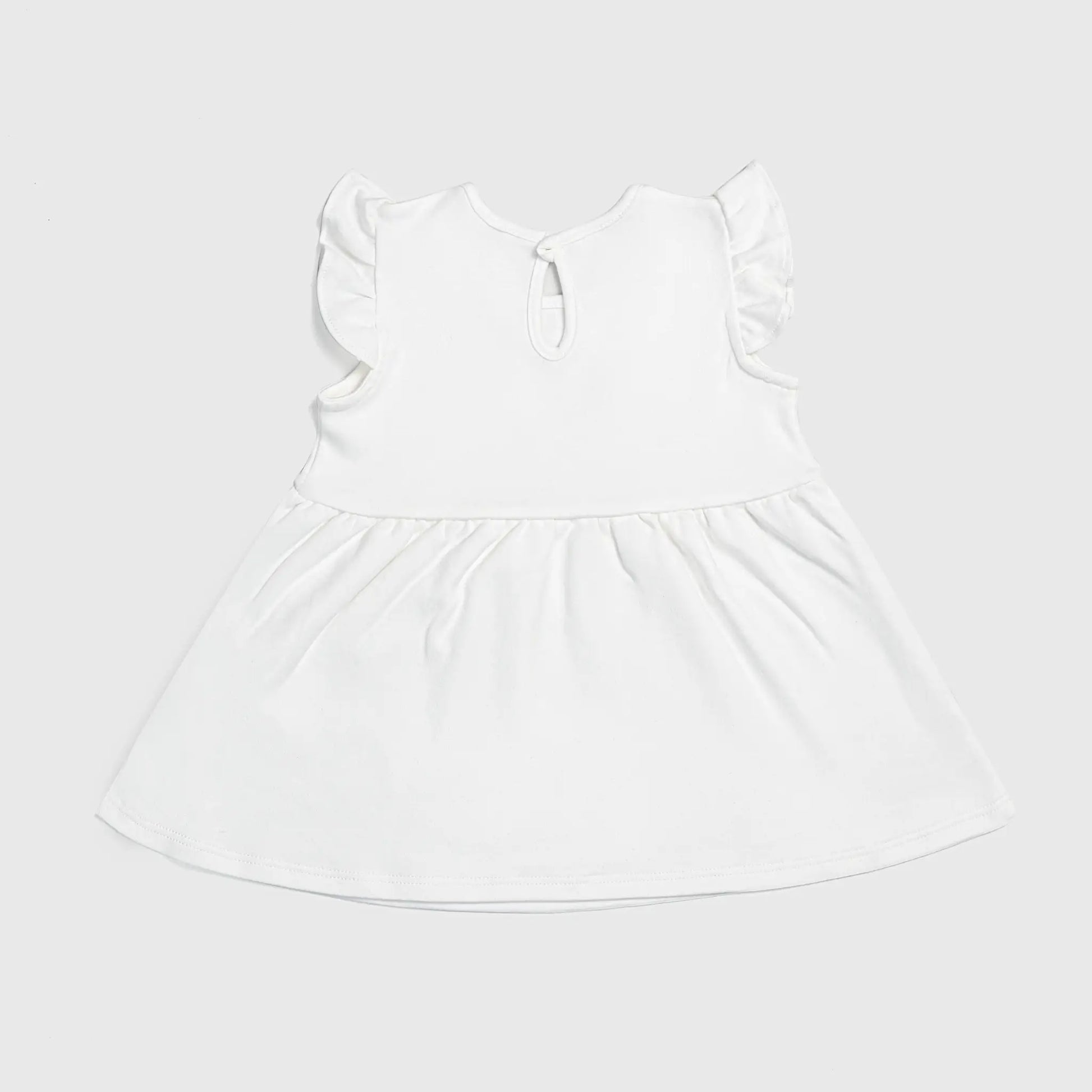 Baby Girl Organic Pima Cotton Flutter Sleeve Dress color White