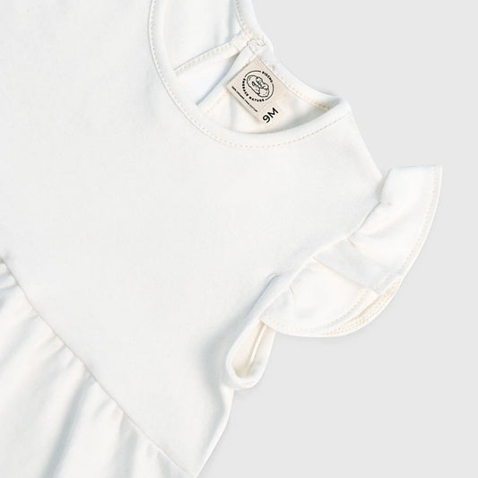 Mix 2 Pack - Baby Girl Organic Flutter Sleeve Dress & Diaper Cover cover