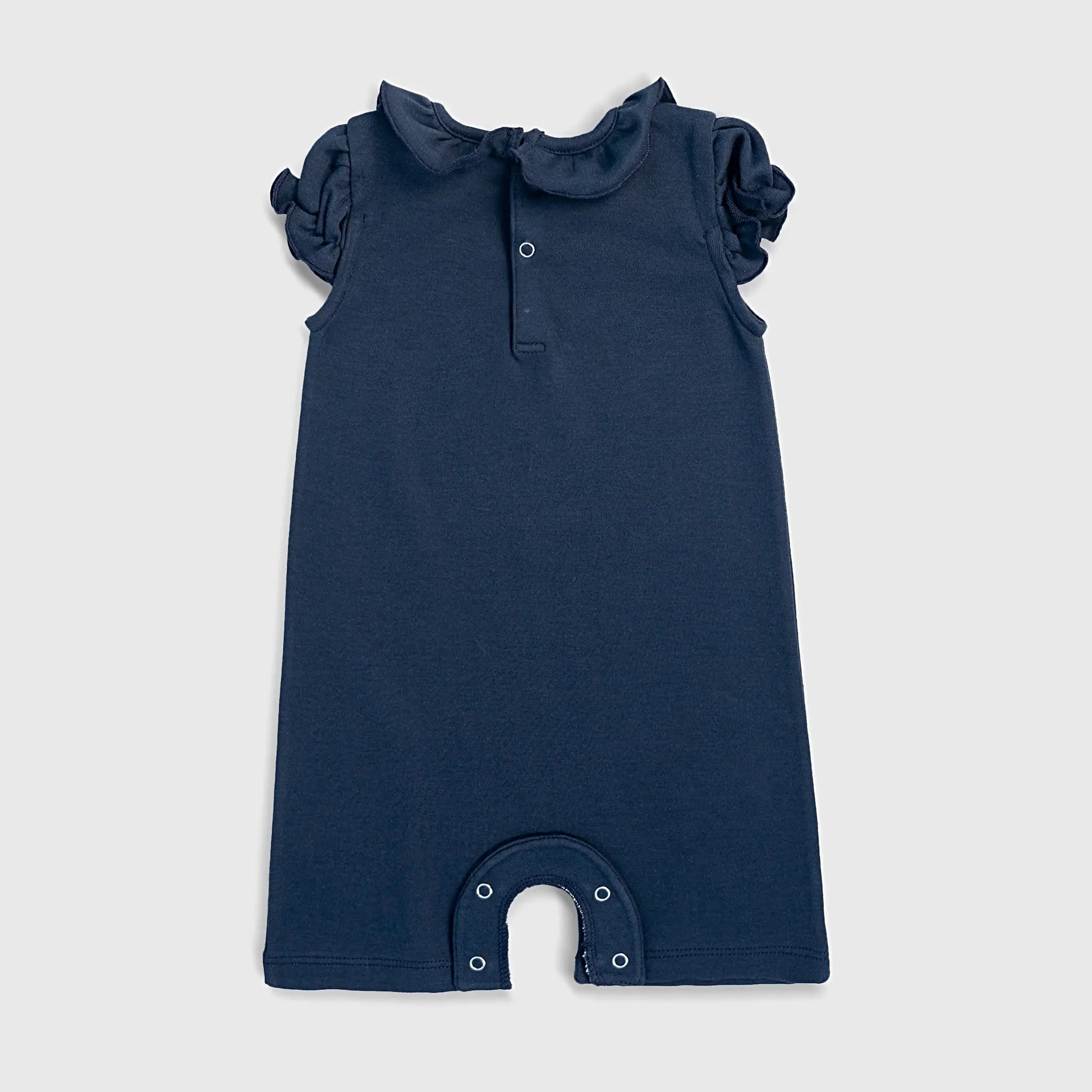 Baby Girl Organic Pima Cotton Sleeveless Romper color navy blue