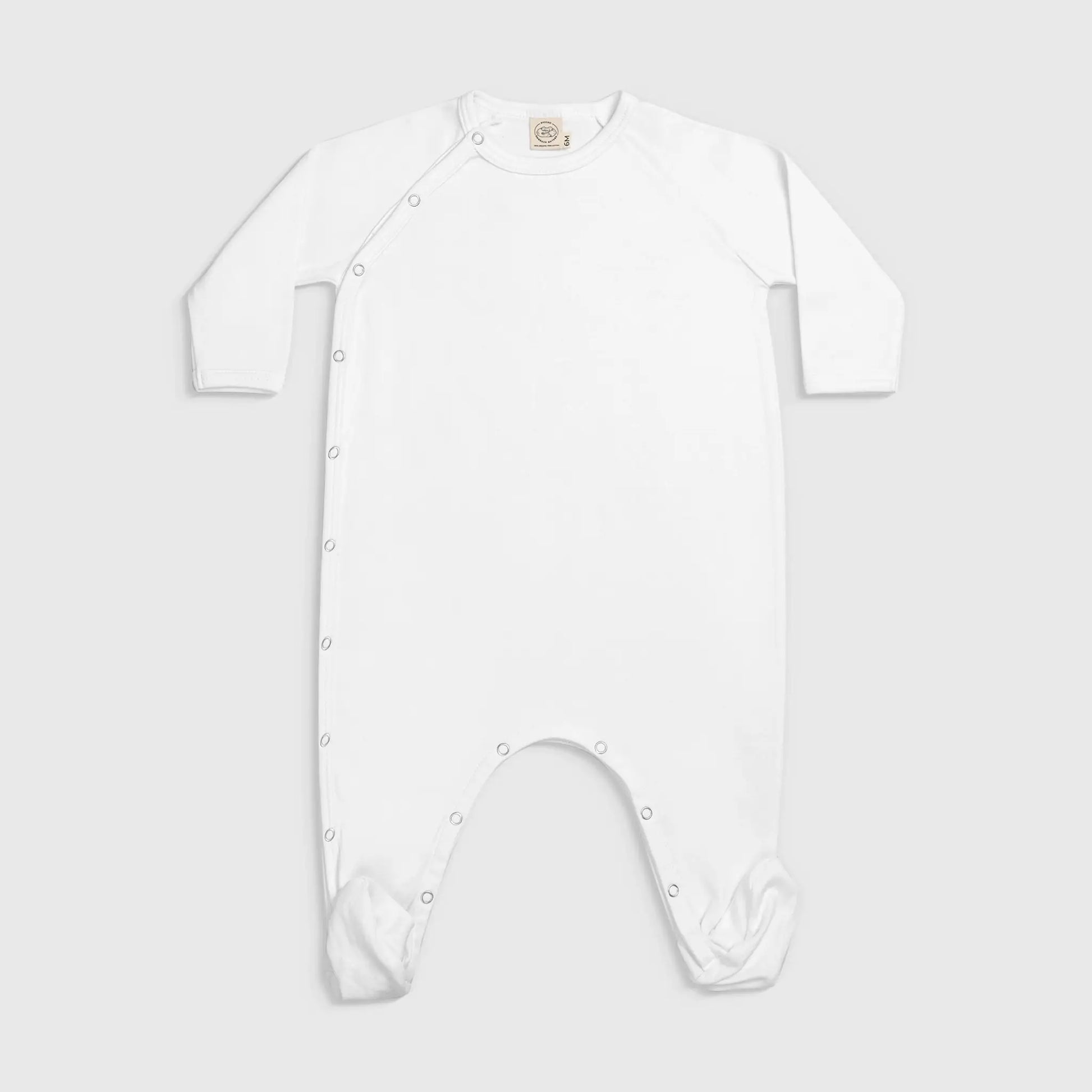 Baby's Organic Pima Cotton Footie Pajamas color White