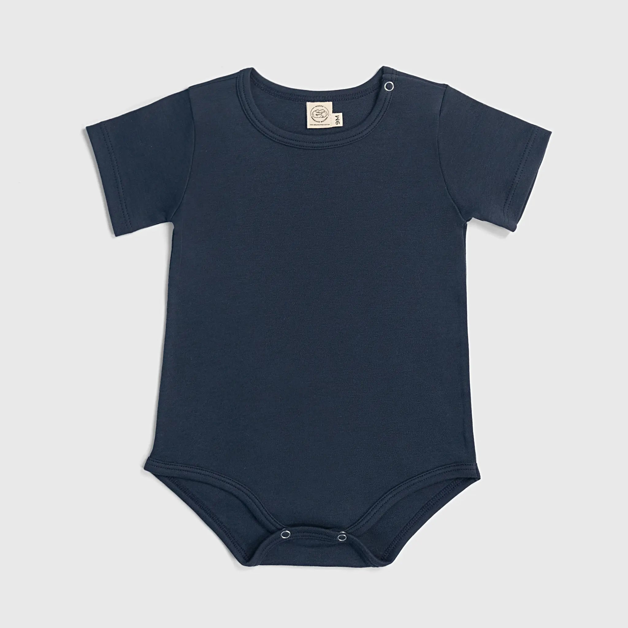 babys versatile design short sleeve bodysuit color navy blue